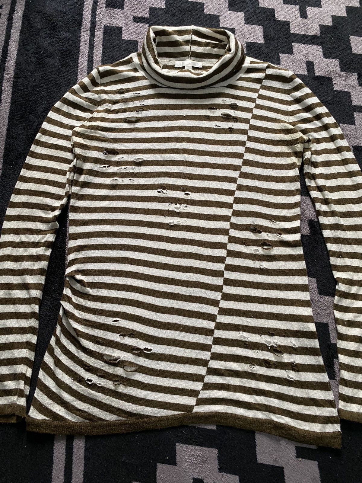 Vintage Tomboy Grunge Turtle neck striped y2k style