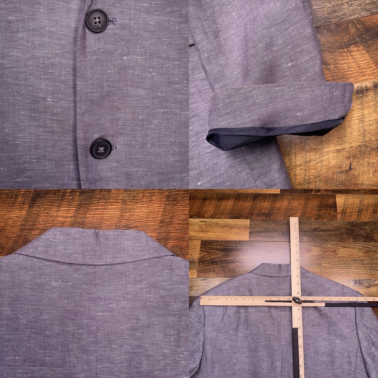 J.Crew J.CREW Blazer Sport Coat 40 Long Gray Linen Blend Notch Lapel Double-Vented Four-Button Inner Pockets Men's Regular Modern Shirt? Size 40R - 8 Thumbnail