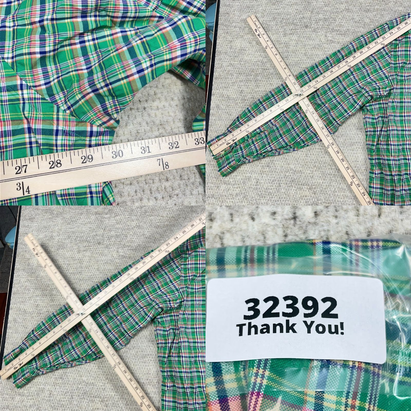 Ralph Lauren Ralph Lauren Button-Up Shirt Men Big 3XB Green Plaid OCBD Oxford Collar Long Sleeve Casual Vintage: No Size 48R - 8 Thumbnail