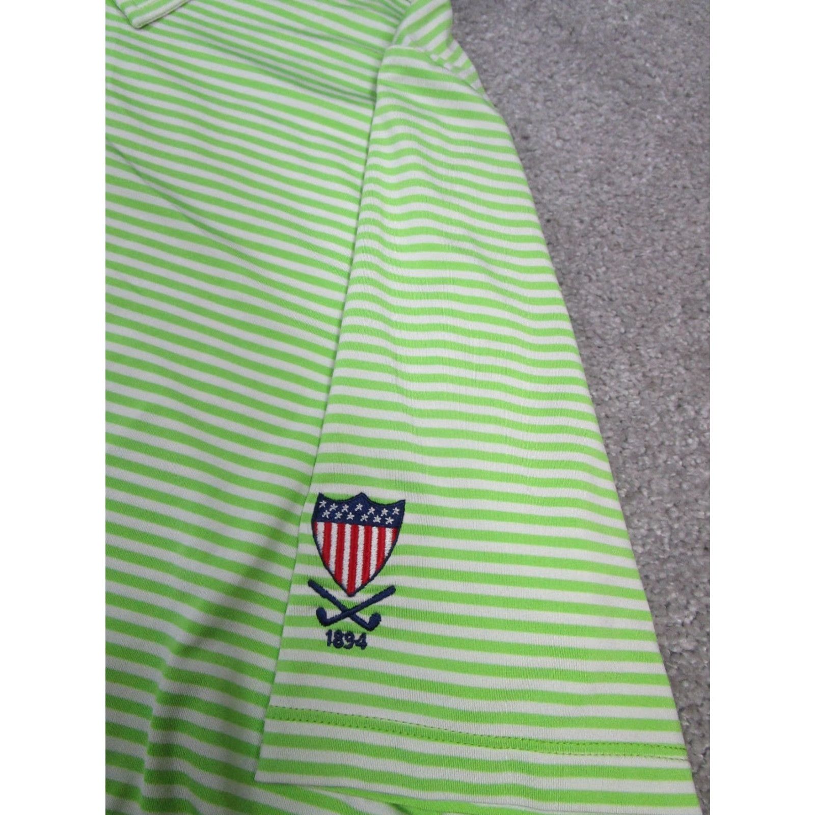 RLX Ralph Lauren RLX Ralph Lauren Polo Shirt Mens L Green White Striped Logo Golf Casual Shirt Boys? Mens Size US L / EU 52-54 / 3 - 3 Thumbnail