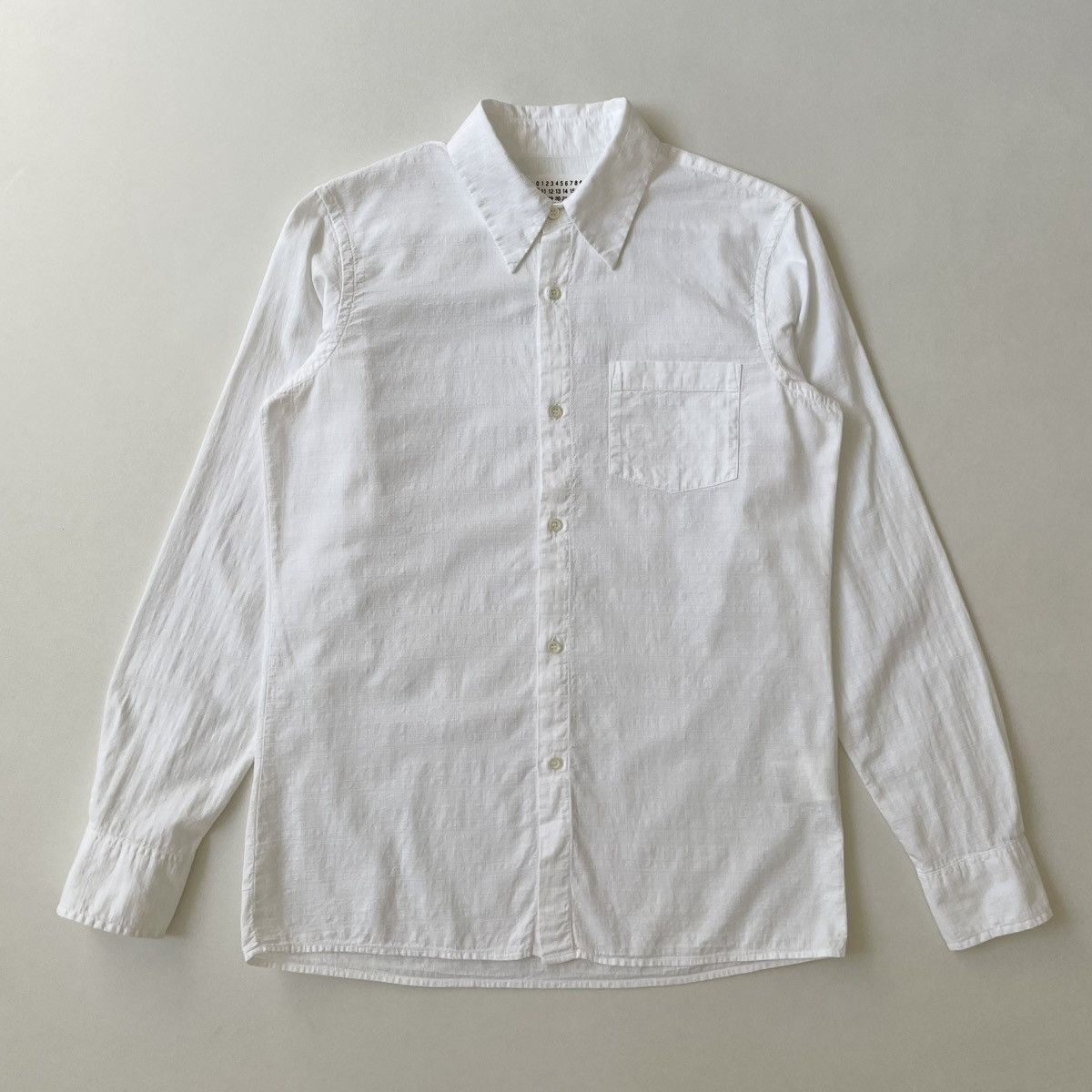 Maison Margiela S/S 03 White Grid Boucle Cotton Shirt Size US M / EU 48-50 / 2 - 16 Thumbnail
