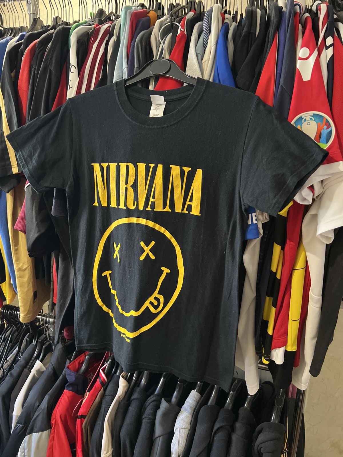 Band Tees × Vintage 1992 VINTAGE NIRVANA SMILE AOP BAND ROCK T SHIRT SIZE S Size US S / EU 44-46 / 1 - 1 Thumbnail