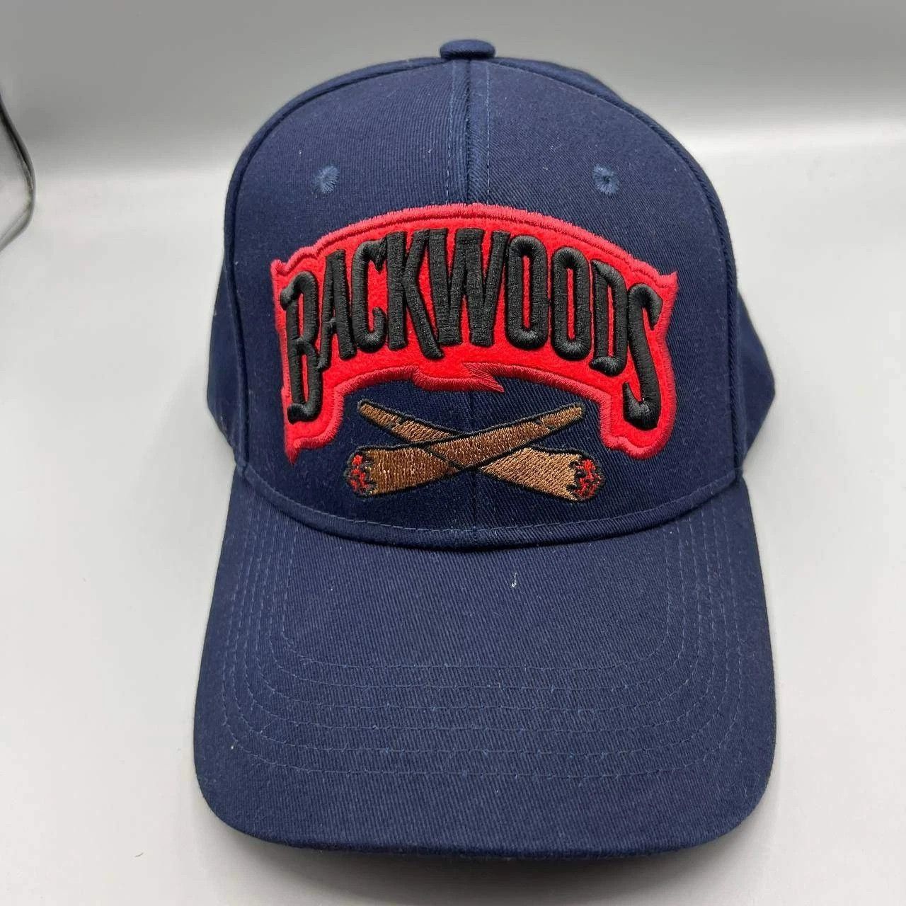 The Unbranded Brand Backwoods Hat Men Navy Blue Red Embroidered Snap Back Cap Size ONE SIZE - 1 Thumbnail