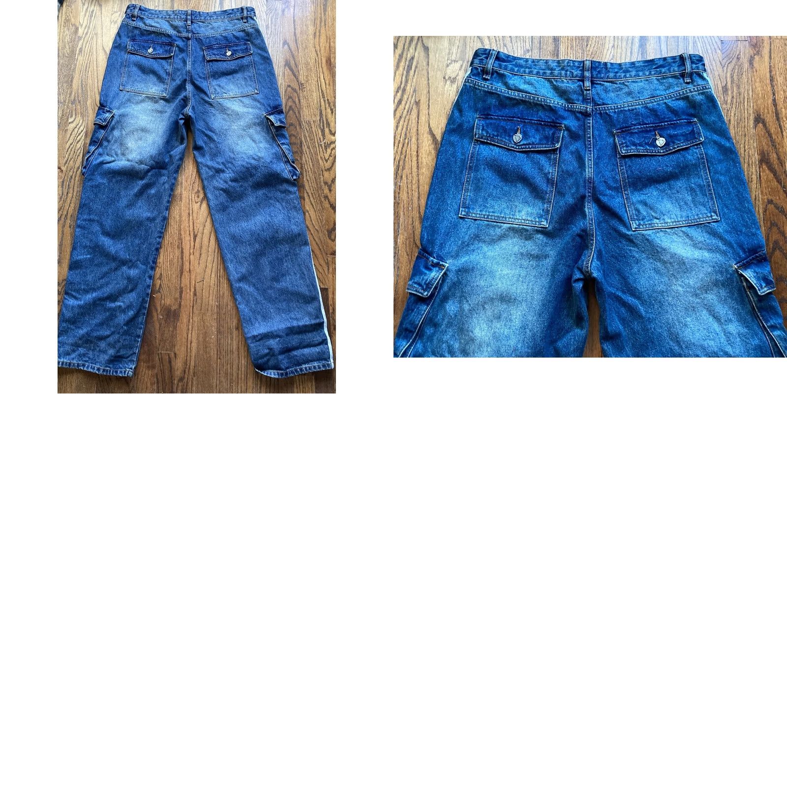 Denime Vale Forever Jeans Mens 38 Baggy Y2K Cargo Stacked Racer Blue Denim Hip Hop Mens Wide-Leg 34 Inseam Color Blue Size 38 Hip Hop Size US 38 / EU 54 - 9 Thumbnail
