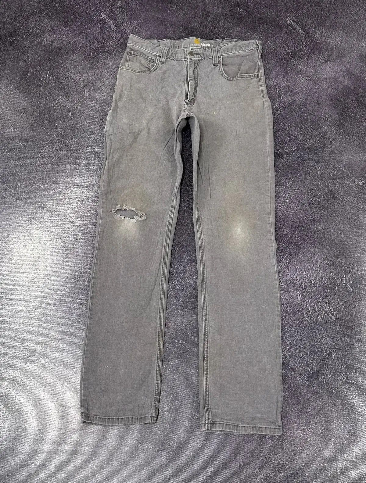 Carhartt × Vintage Vintage Carhartt USA Gray Denim Work Hype Pants Jeans Size US 33 - 2 Thumbnail
