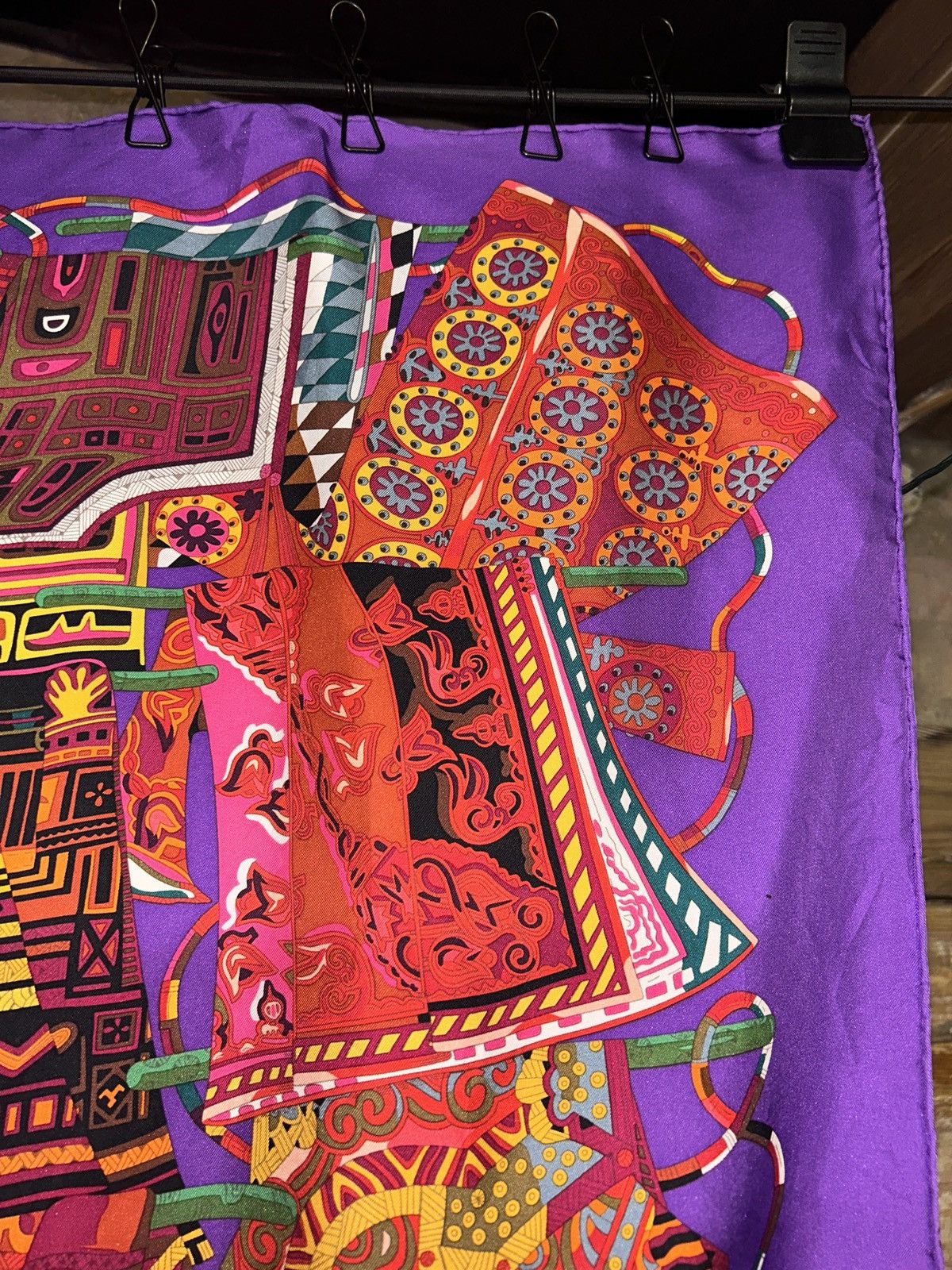 Hermes Hermes Voyage En Etoffes Silk Scarf Handkerchief In Purple Size ONE SIZE - 2 Thumbnail