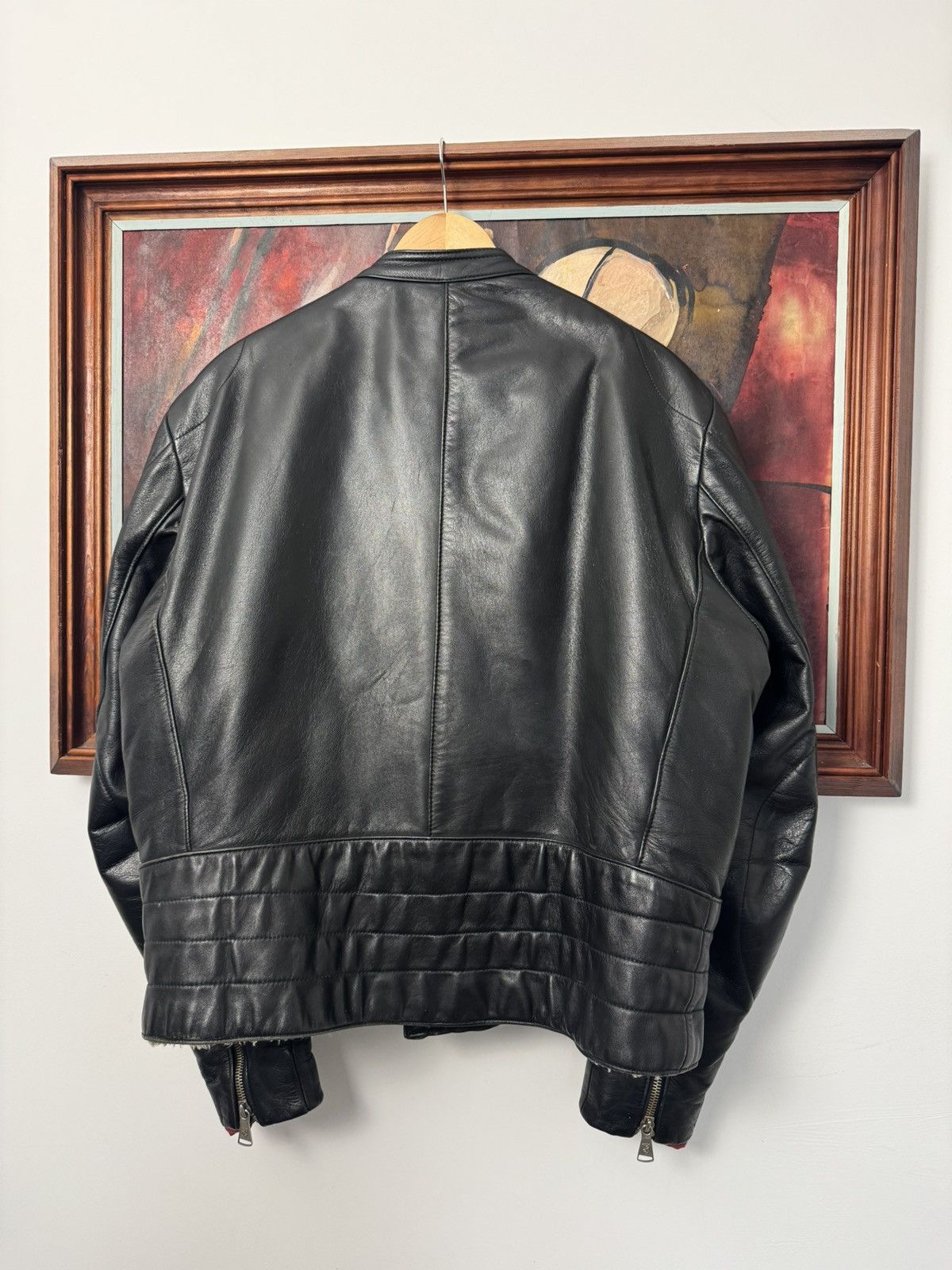 Vintage Vintage 90s Cropped Boxy Leather Racing Jacket Avant Garde Size US L / EU 52-54 / 3 - 2 Thumbnail