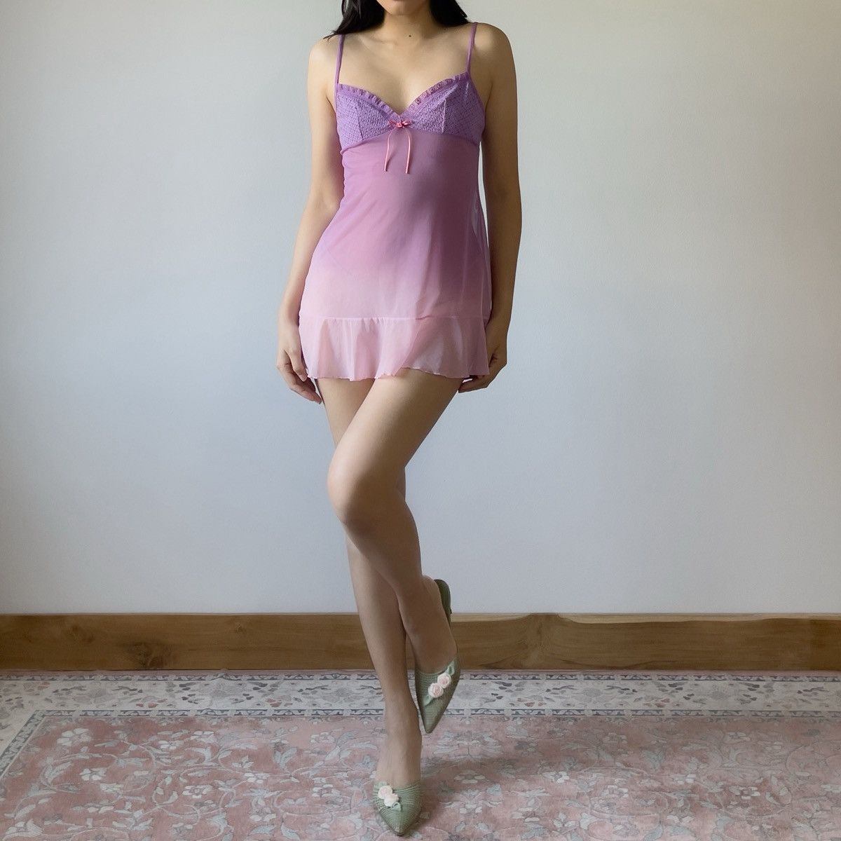Victoria's Secret Victoria’s Secret Purple Pink Mesh Slip Dress (M–L) Size L / US 10 / IT 46 - 2 Thumbnail