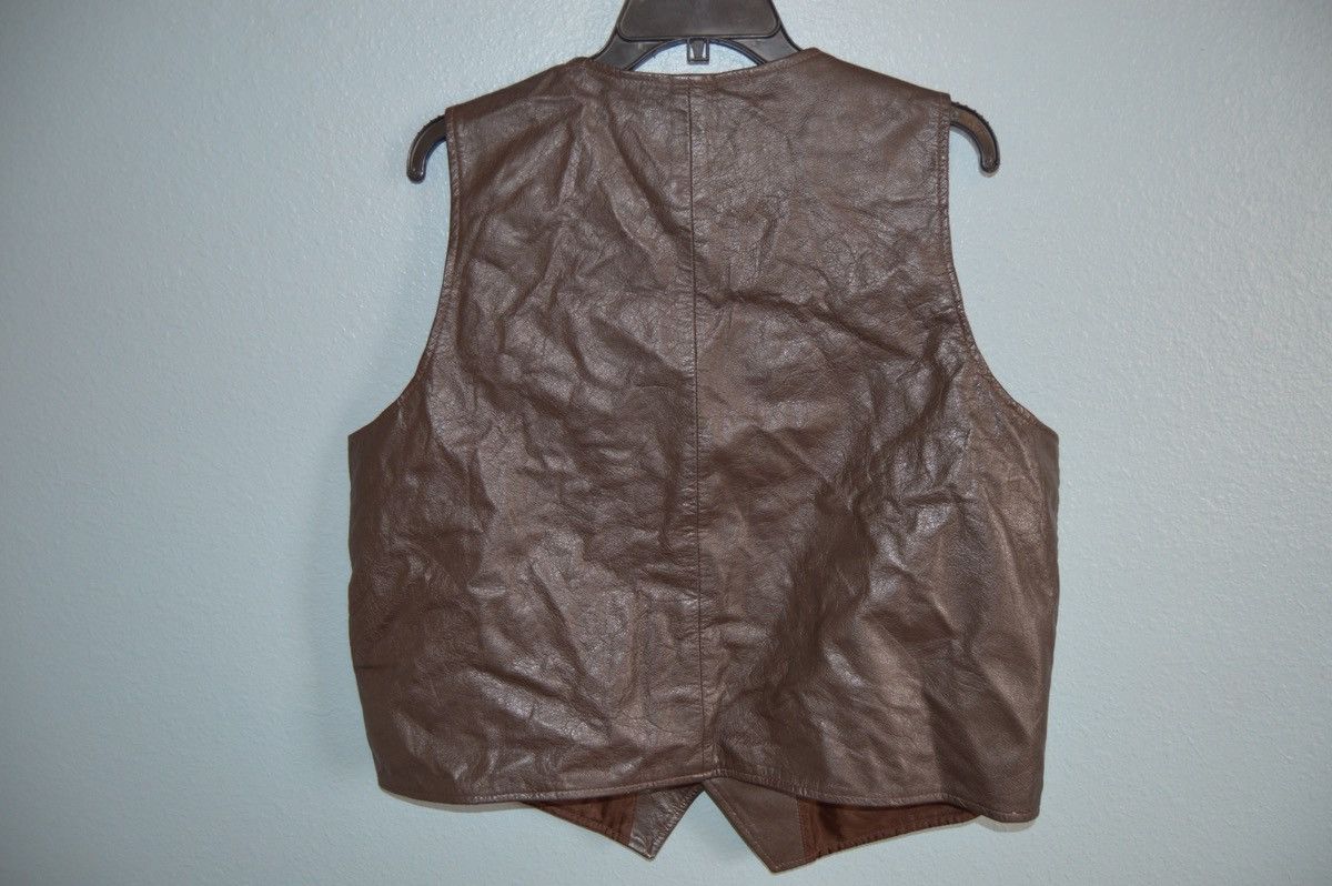 Other Vintage Deer Skin Brown Leather Vest Size 40L - 3 Thumbnail