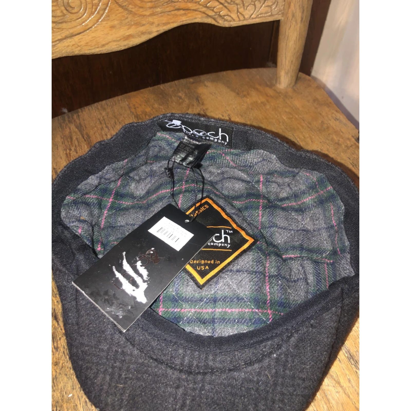 Vintage Epoch Hats Company Hat Cap Strap Back Mens XL Black Plaid Tweed Flat Ivy Lined Size ONE SIZE - 7 Thumbnail