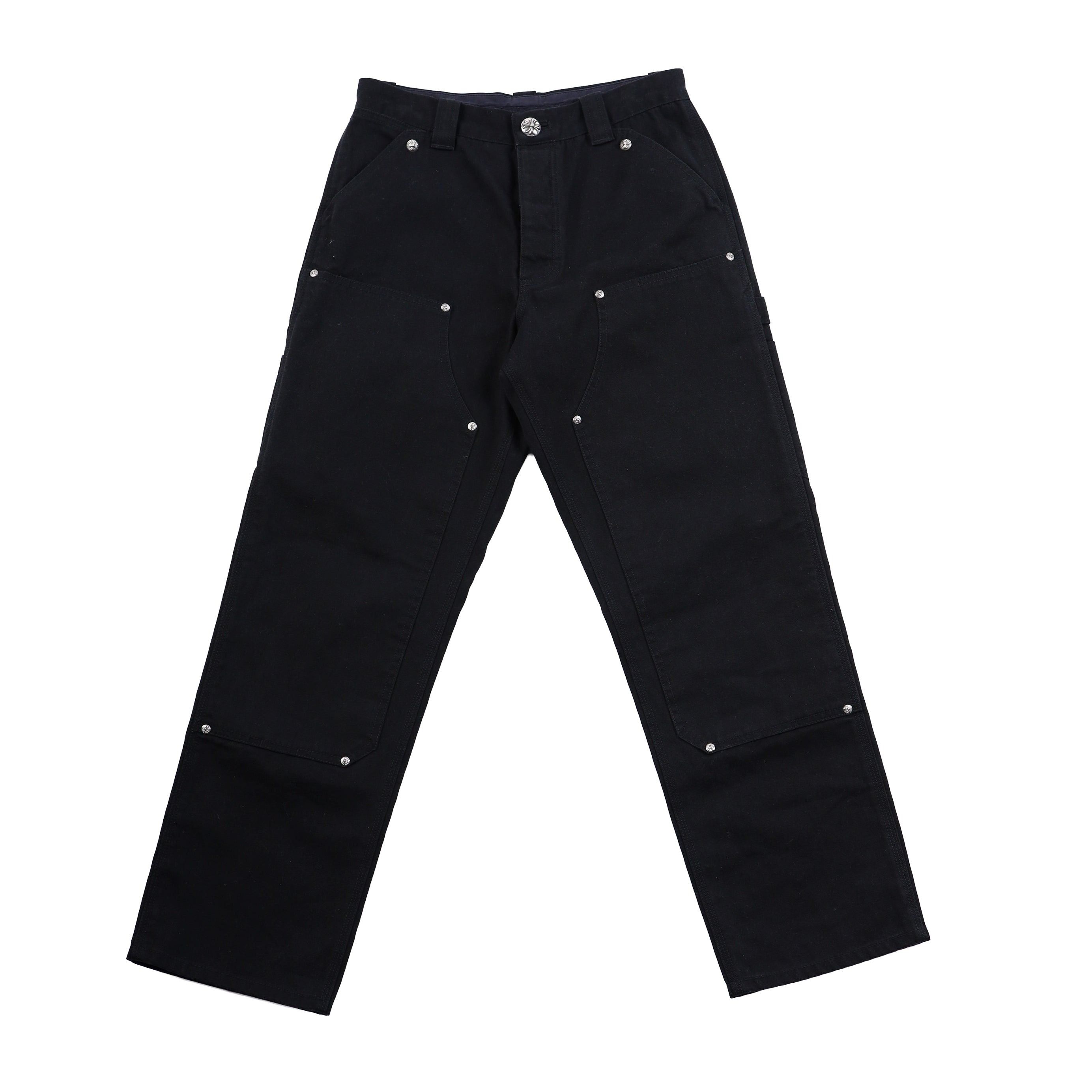CHROME HEARTS PLAIN BLACK CARPENTER PANTS SZ 30