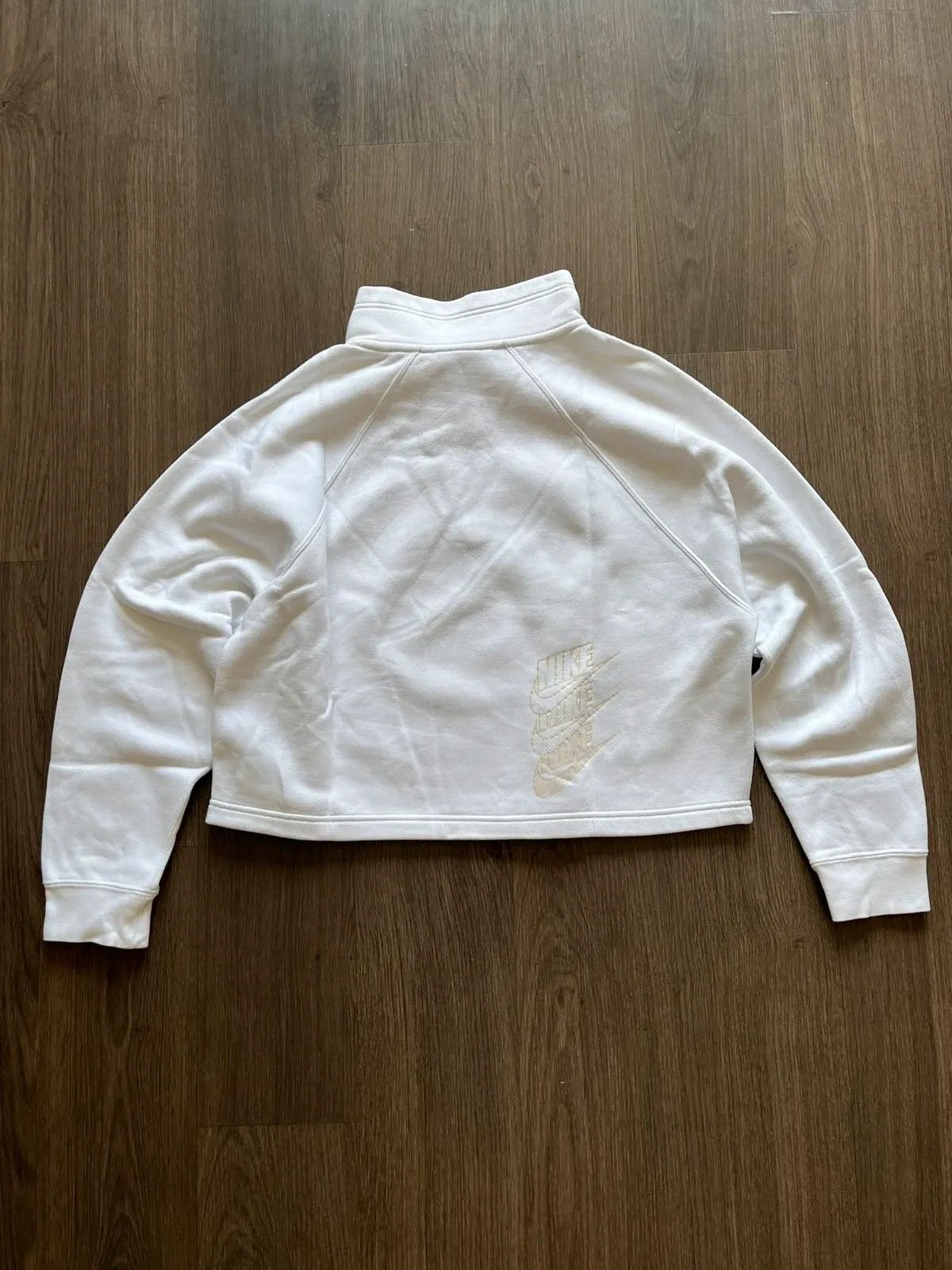Nike Nike Sz L Half Zip Neck Swoosh Just Do It White Gold Size L / US 10 / IT 46 - 13 Thumbnail