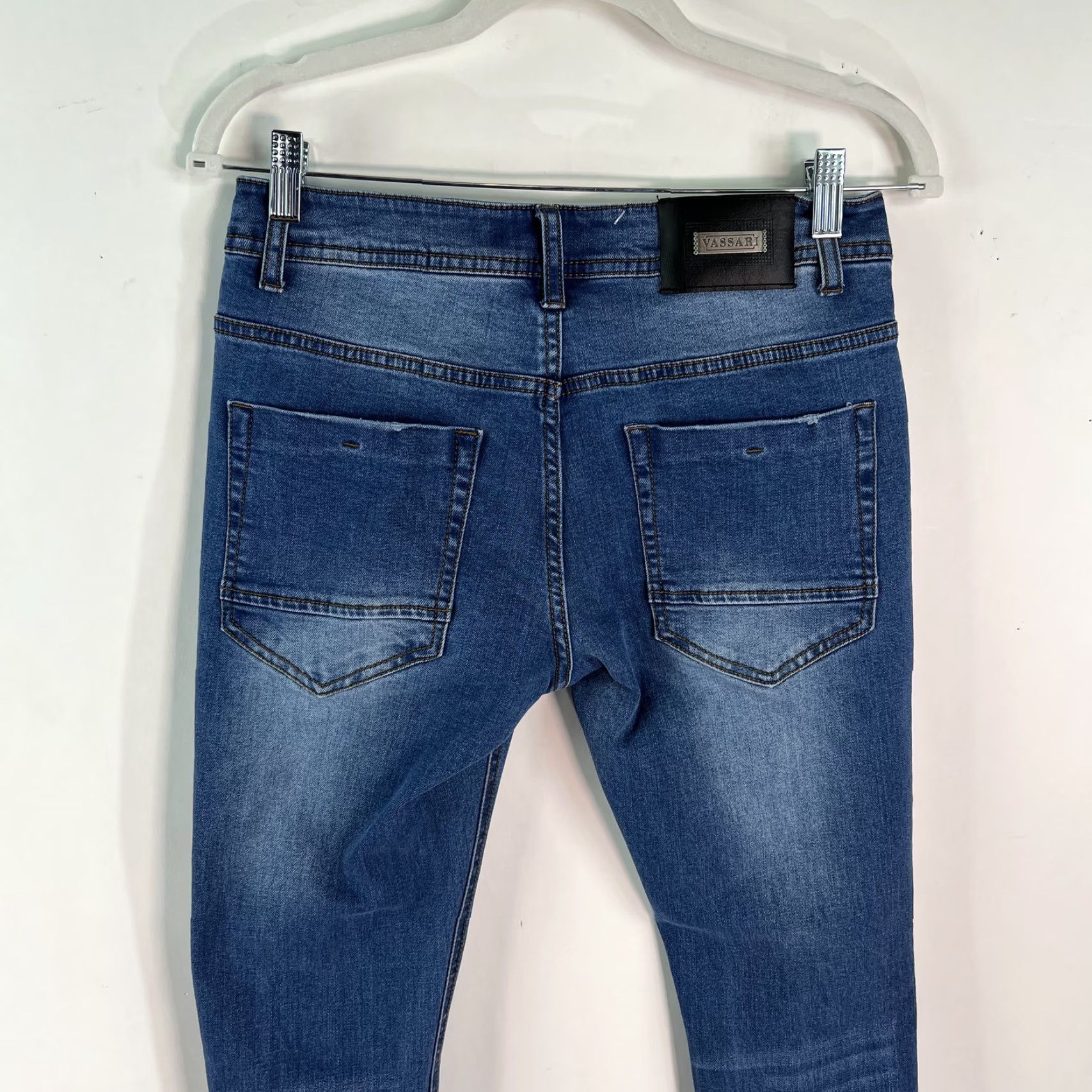 Denime Vassari Jeans Mens Low Rise Distressed Skinny Blue Denim 30x31 5-Pocket Regular Inseam 31 Vintage No Size US 30 / EU 46 - 5 Thumbnail