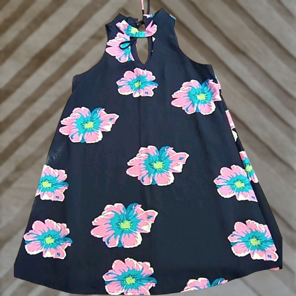 Vintage Gilli Dress Maxi Floral Sleeveless Blue M Lined Women Dress Knee Length, Floral Pattern, Women, 14 Size M / US 6-8 / IT 42-44 - 1 Thumbnail