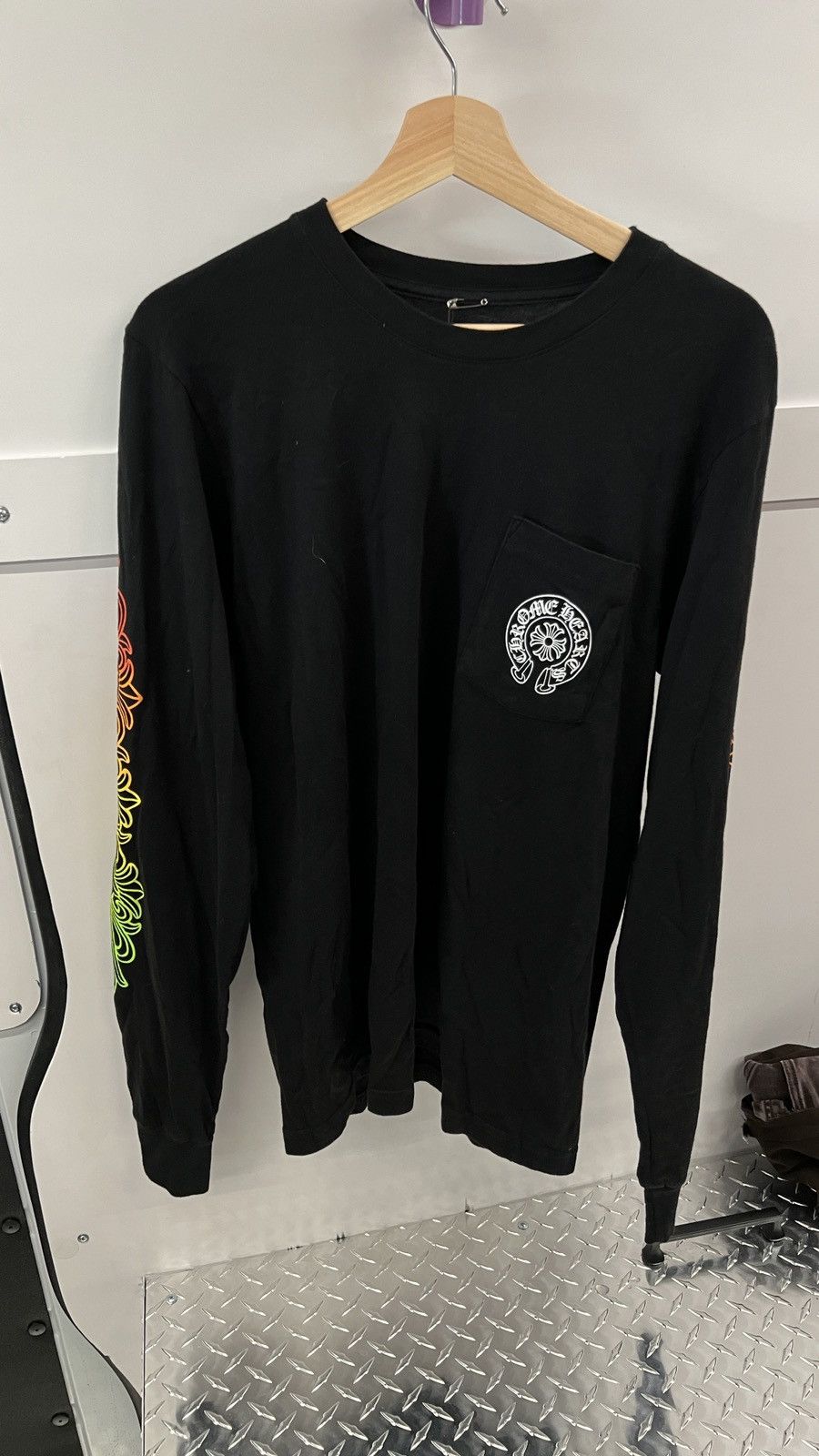 Chrome Hearts Floral Sleeve Gradient Long-Sleeve T-Shirt Black Cotton