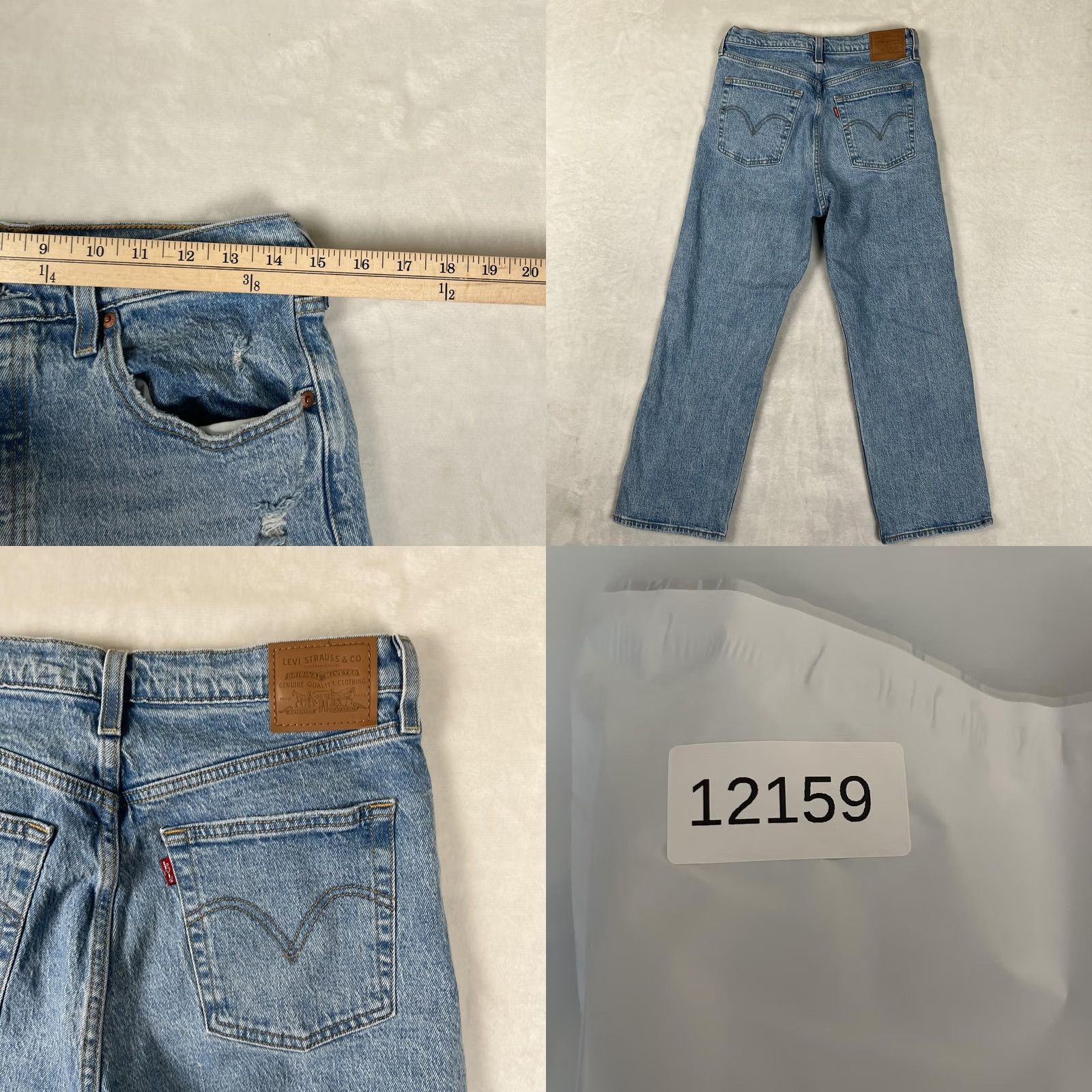 Levi's Levi's Ribcage Straight Ankle Jeans Womens 30 Blue High Rise Distressed Denim 5-Pocket Slim Stretch Pocket Pattern Solid Size 30" / US 8 / IT 44 - 8 Thumbnail