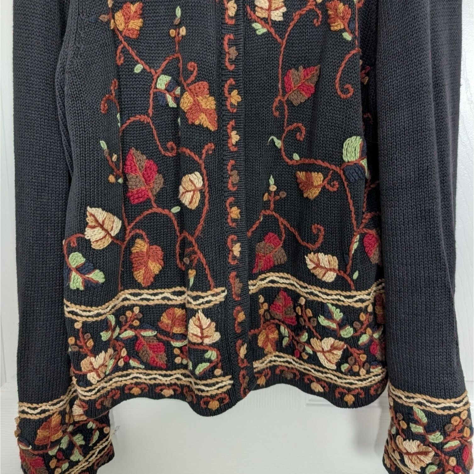 Designer Vintage All Points Embroidered Cardigan Womens Size XL Black Size XL / US 12-14 / IT 48-50 - 6 Thumbnail