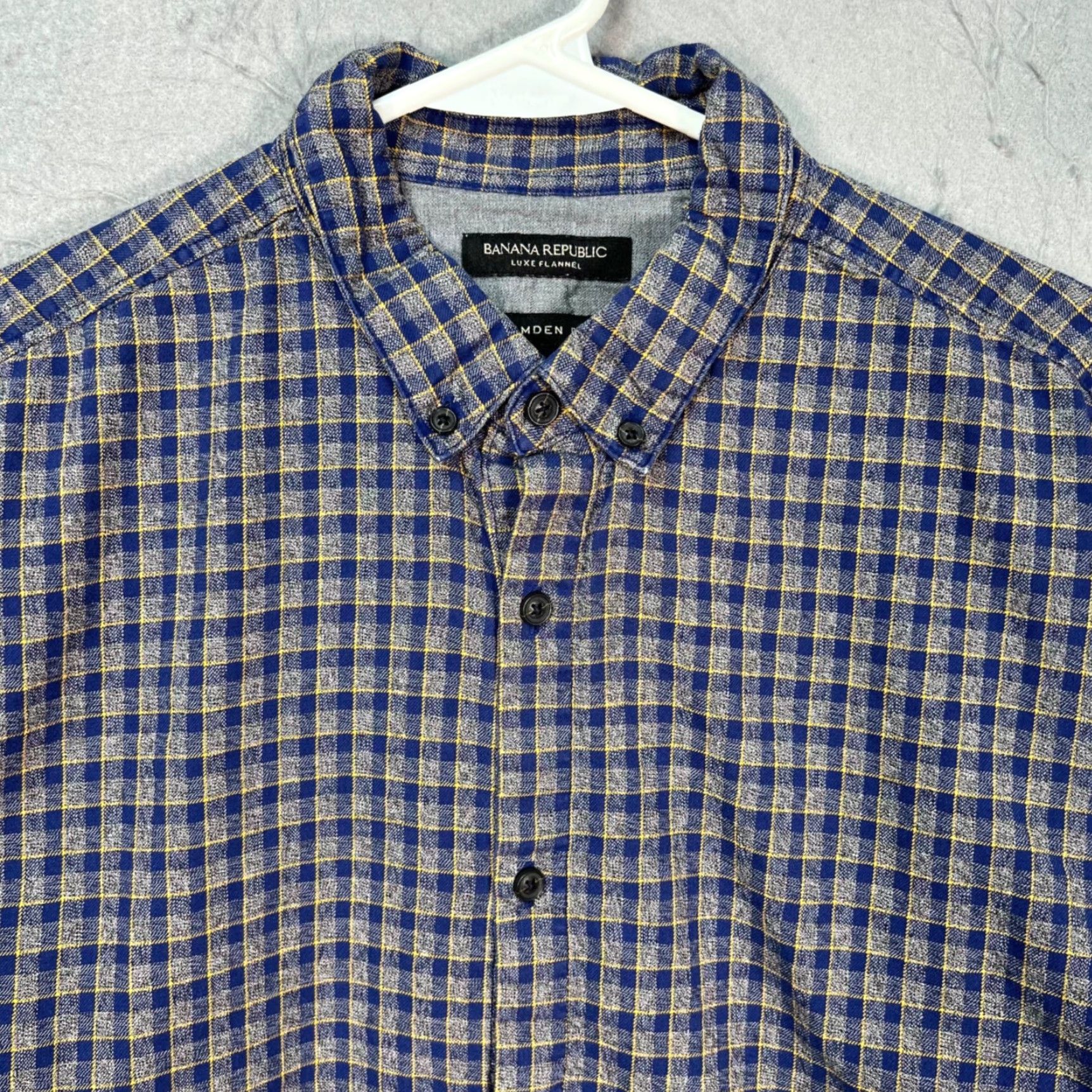 Banana Republic Banana Republic Mens Size L Blue Luxe Flannel Camden Fit Plaid Shirt Size US L / EU 52-54 / 3 - 5 Thumbnail