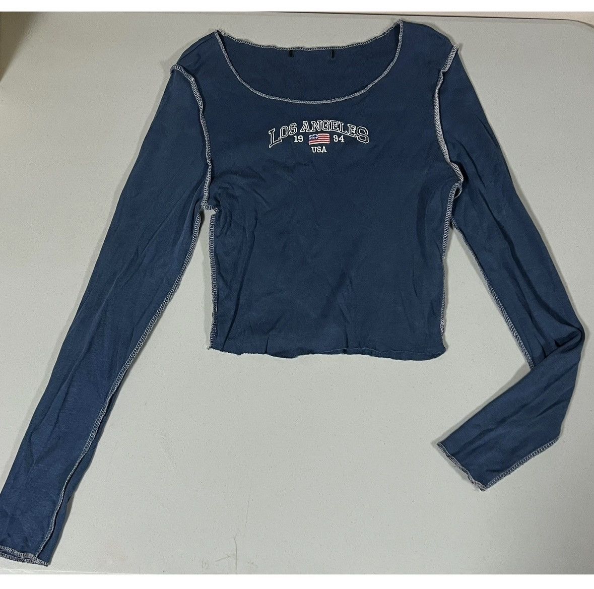 Vintage American Flag USA 1994 Long Sleeve Tee T-Shirt Top Size M 🇺🇸✨ Size M / US 6-8 / IT 42-44 - 2 Thumbnail