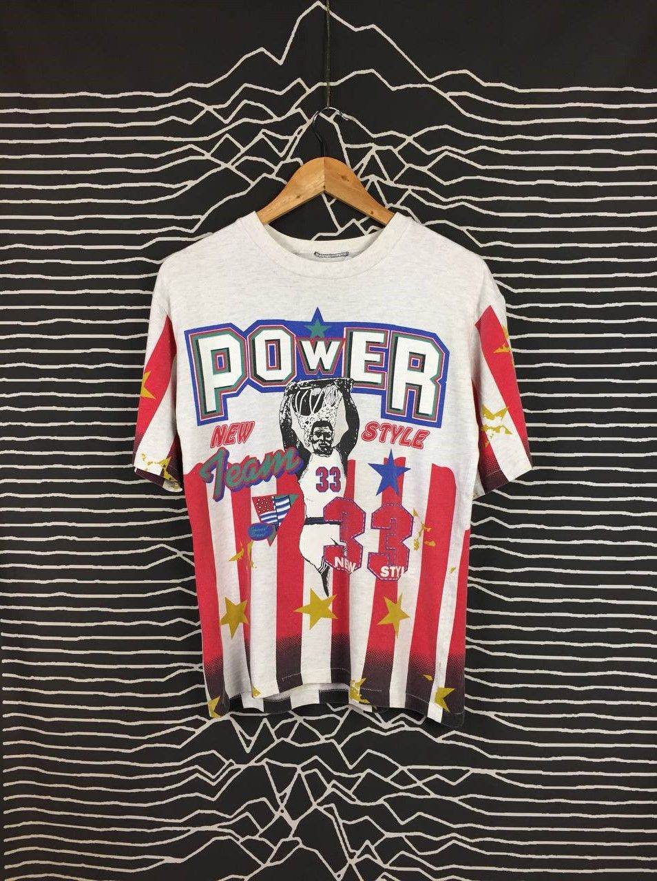 NBA Vtg Power Team New Style American Flag All Over Print Tee Size US S / EU 44-46 / 1 - 2 Thumbnail