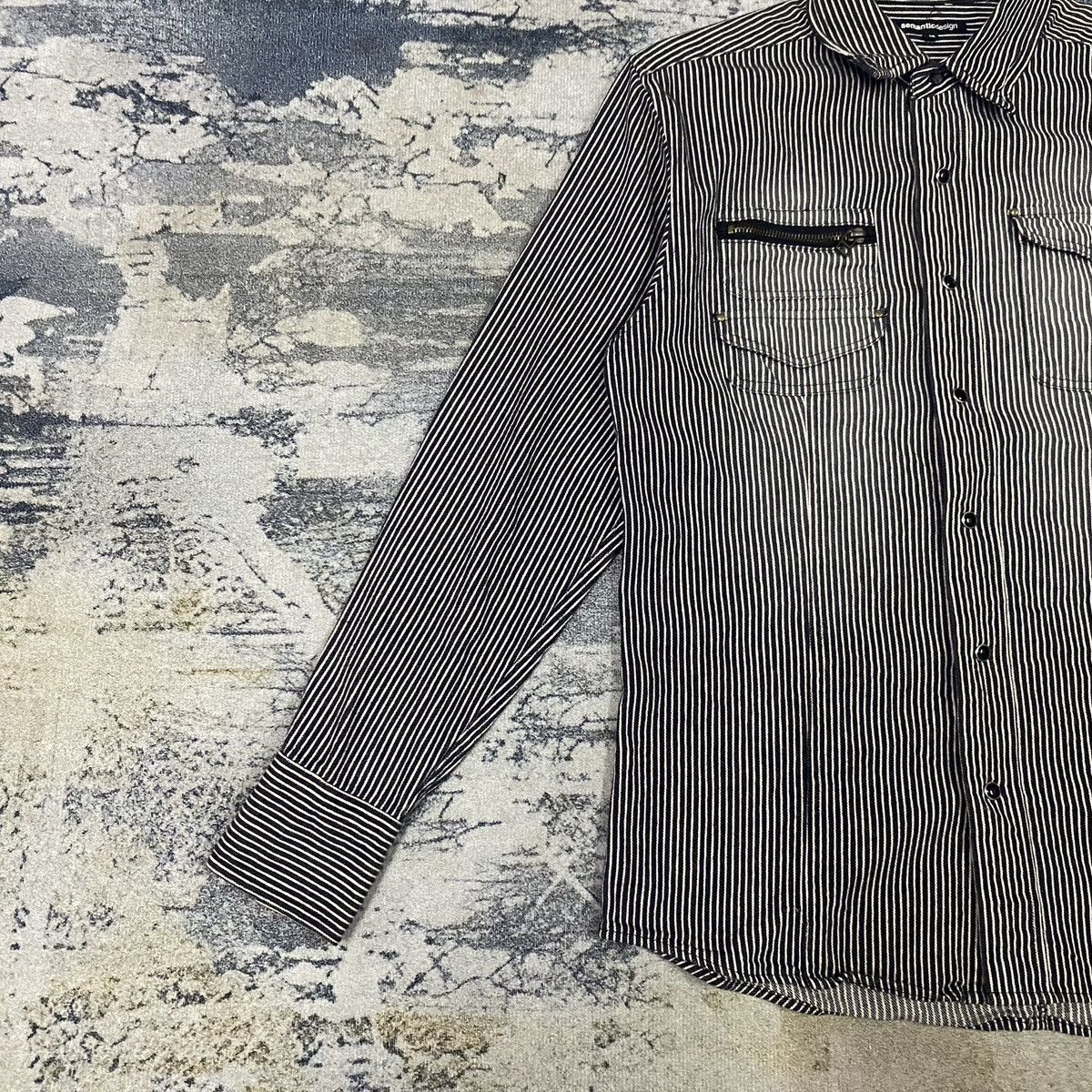 Japanese Brand × semanticdesign Vintage Sematic Design Hickory Stripes Button Up Size M / US 6-8 / IT 42-44 - 3 Thumbnail