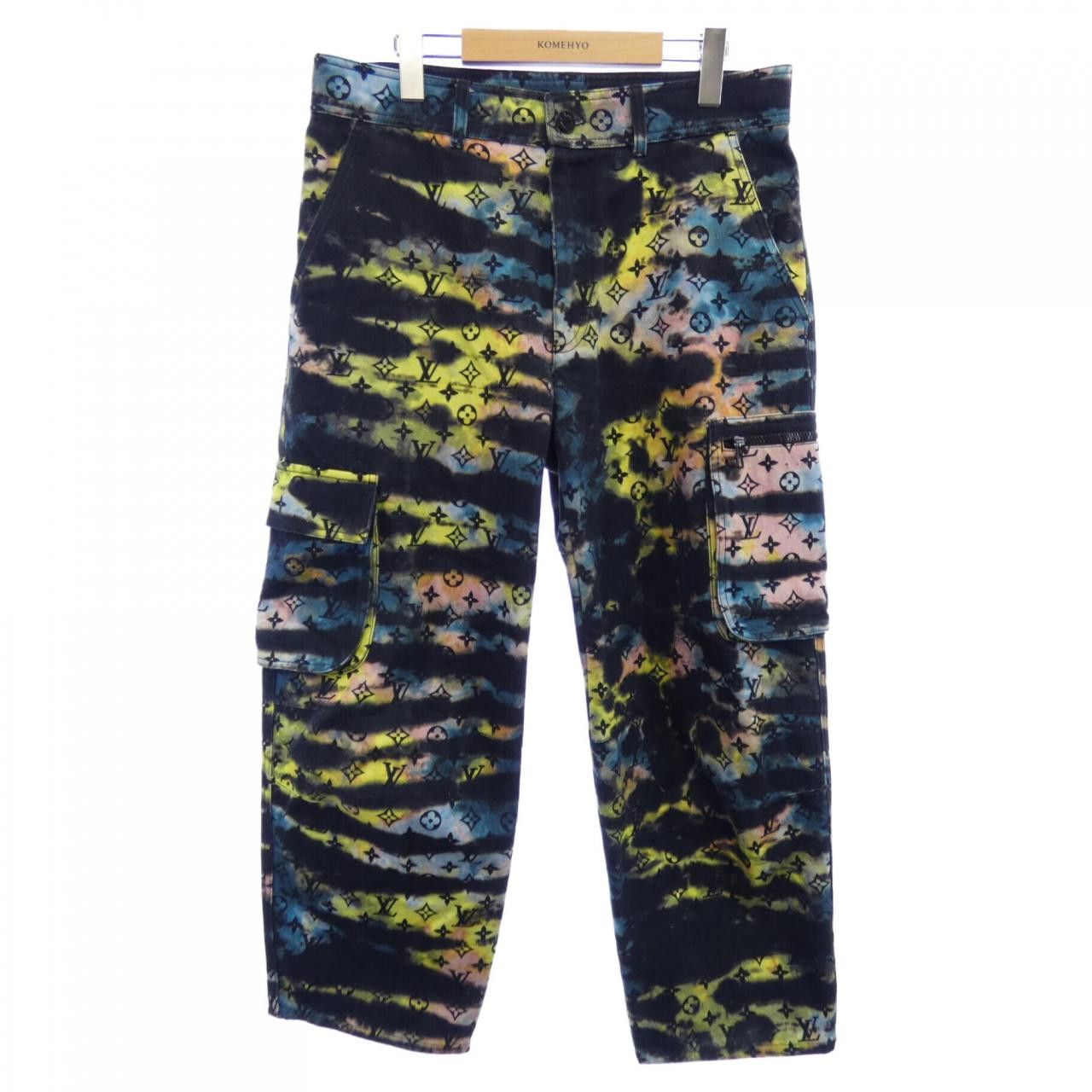 Louis Vuitton Louis Vuitton Louis Vuitton Printed Monogram Tie-Dye Cargo Denim Pants Textile Pants HLD10WH98 DUTY FREE for USA Size ONE SIZE - 1 Thumbnail