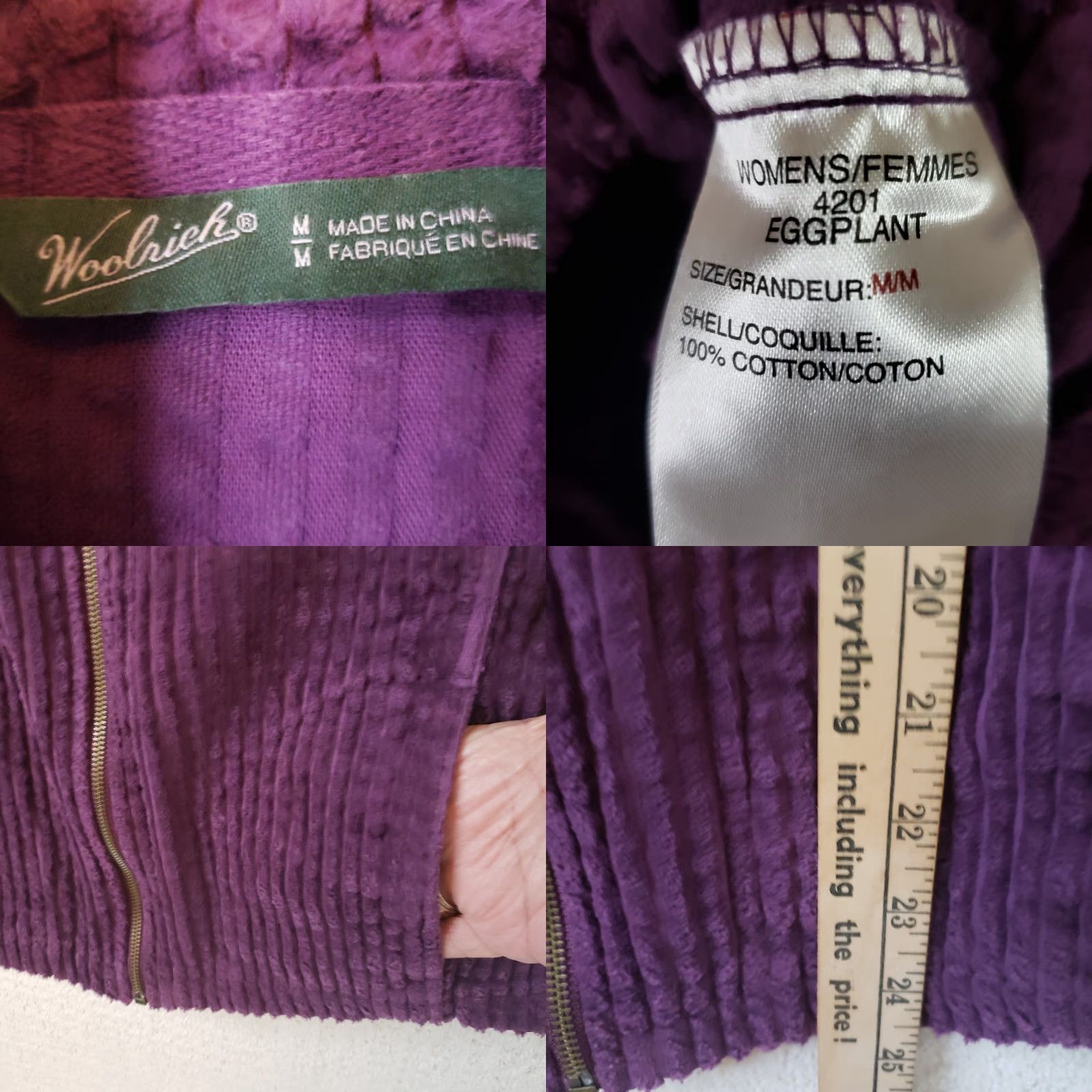 Vintage Woolrich Women's M Purple Full Zip Vest Cotton 100% Machine Washable Zip Pockets Sleeveless Cabled Lightweight Casual Workwear Size M / US 6-8 / IT 42-44 - 8 Thumbnail