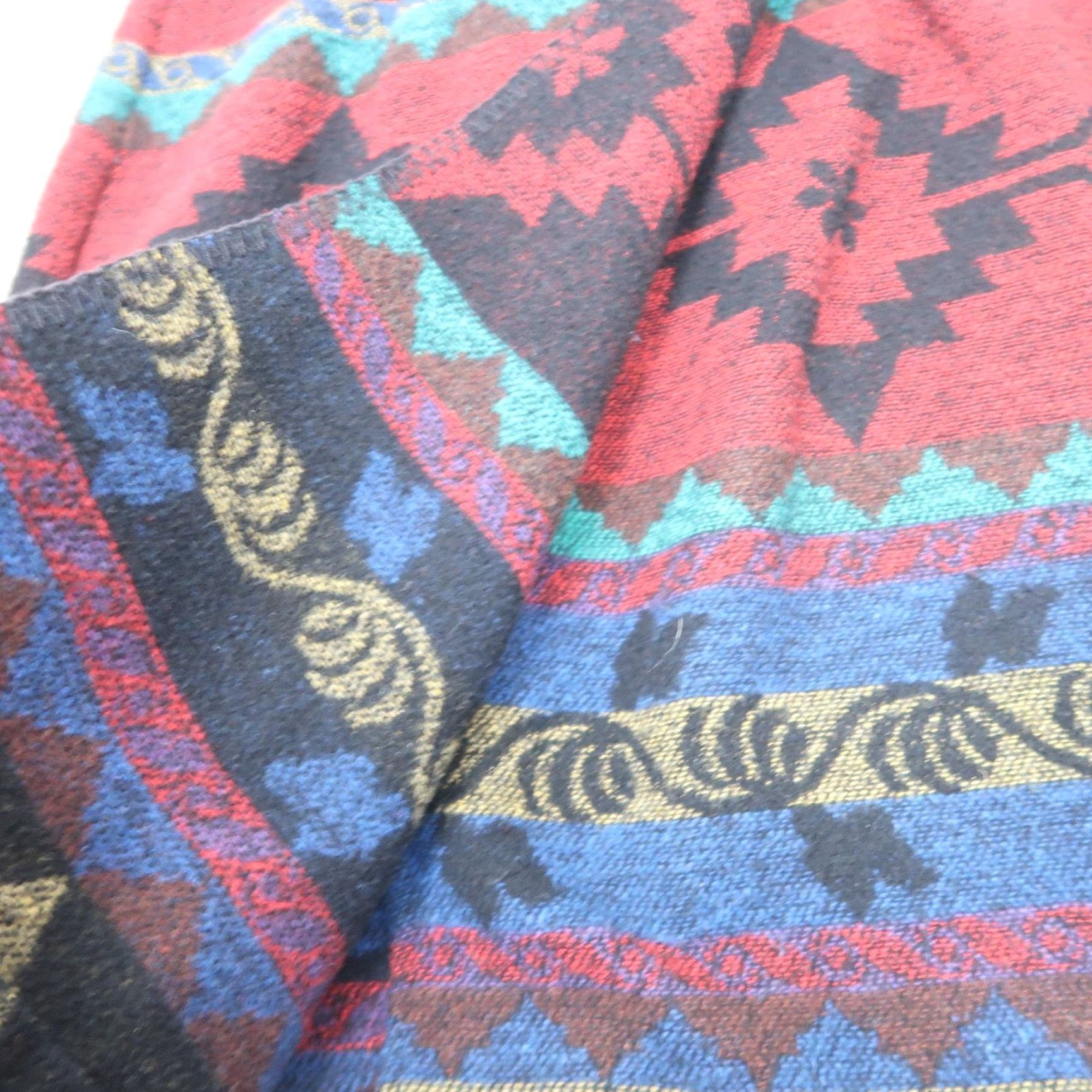 Vintage VINTAGE 80s Geometric Knit Mini Wrap Skirt Red Blue Geometric Print 6 Womens Skirt Size 28" / US 6 / IT 42 - 4 Thumbnail