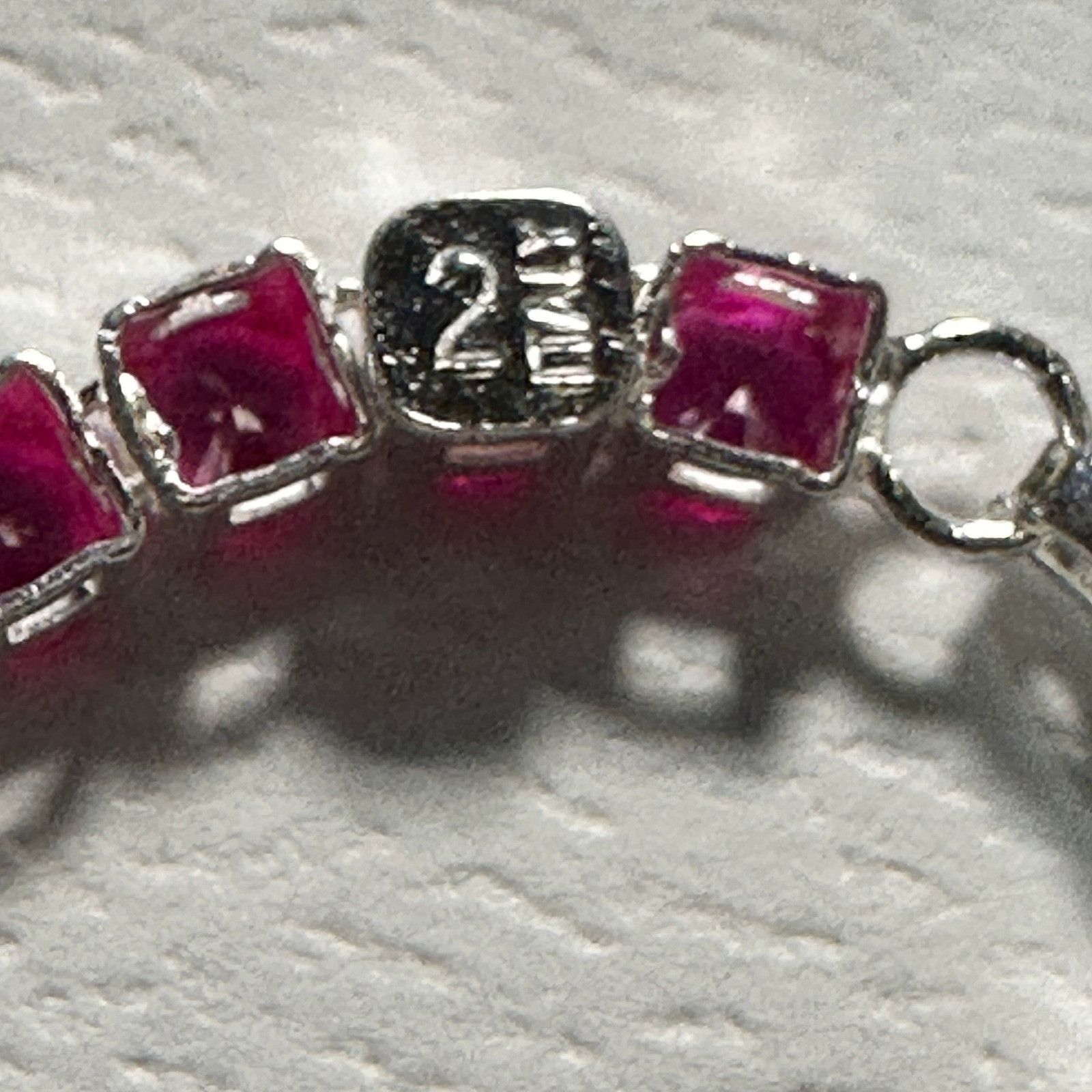 pandora Authentic Pandora, SZ 20CM, Hot Pink Crystal Tennis Bracelet Size ONE SIZE - 5 Thumbnail