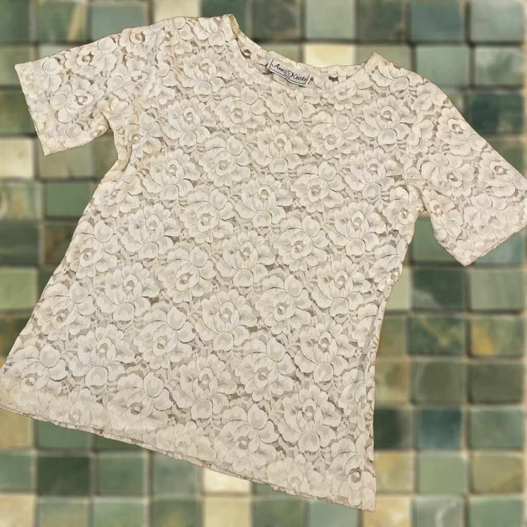 Vintage VINTAGE Anna Kriste Cropped Lace Top Sheer Ivory 90s Y2K Fairy Grunge Cottage Coquette P Womens M Size M / US 6-8 / IT 42-44 - 1 Thumbnail