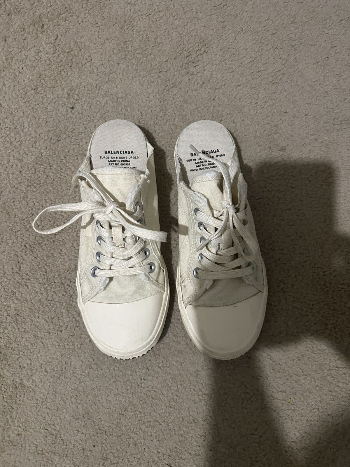 Balenciaga Balenciaga Paris Sneaker Mules - Cream Canvas (Size EU 39) Size US 9 / EU 42 - 1 Thumbnail