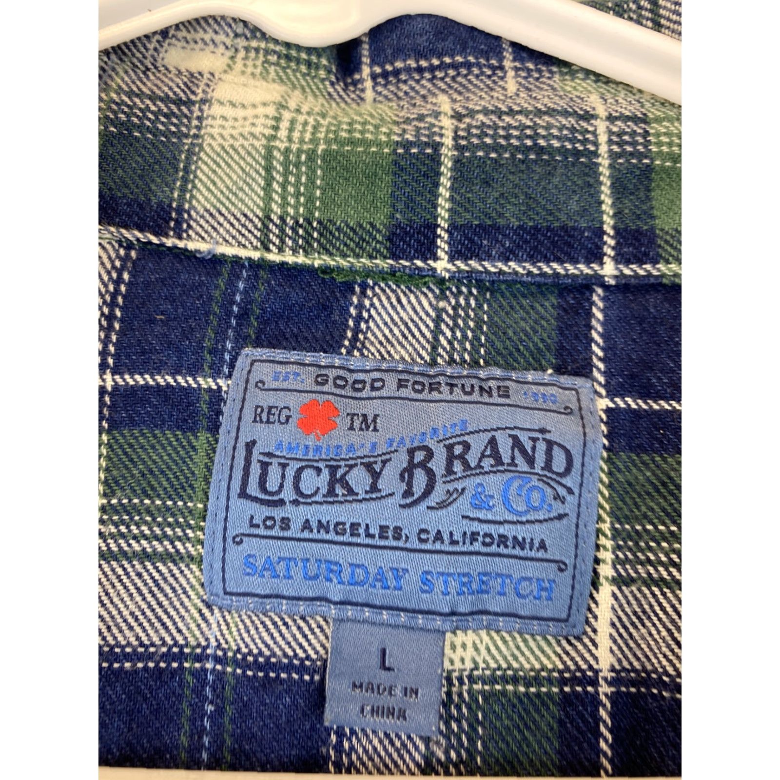 Lucky Brand Lucky Brand Dress Shirt Men L Blue Plaid Casual Button-Down 76-27 Size US L / EU 52-54 / 3 - 4 Thumbnail