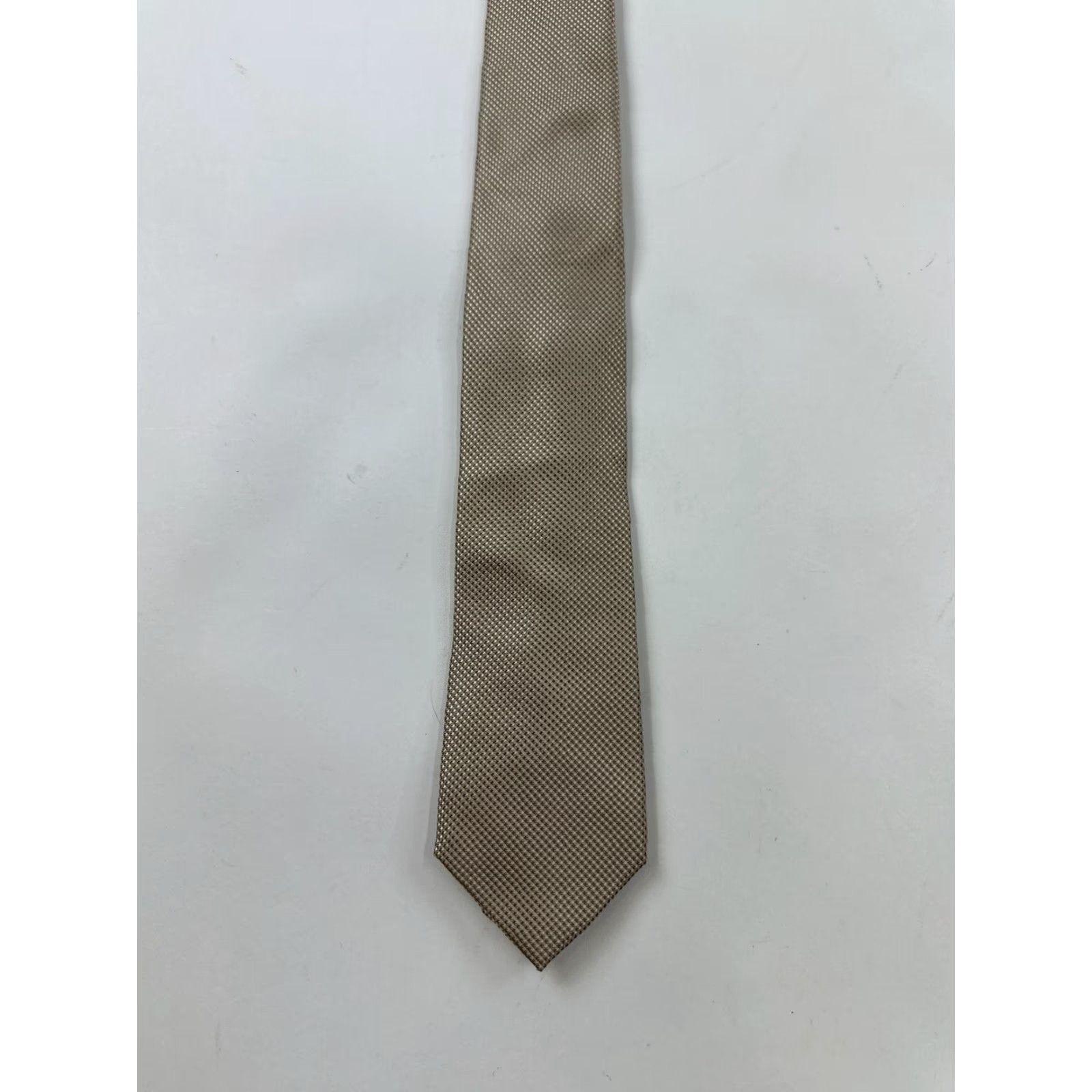 Michael Kors Michael Kors Tie Men’s Beige Silk 57.5”x 3 1/4” Polka Dot Wedding Business Mens Size ONE SIZE - 4 Thumbnail