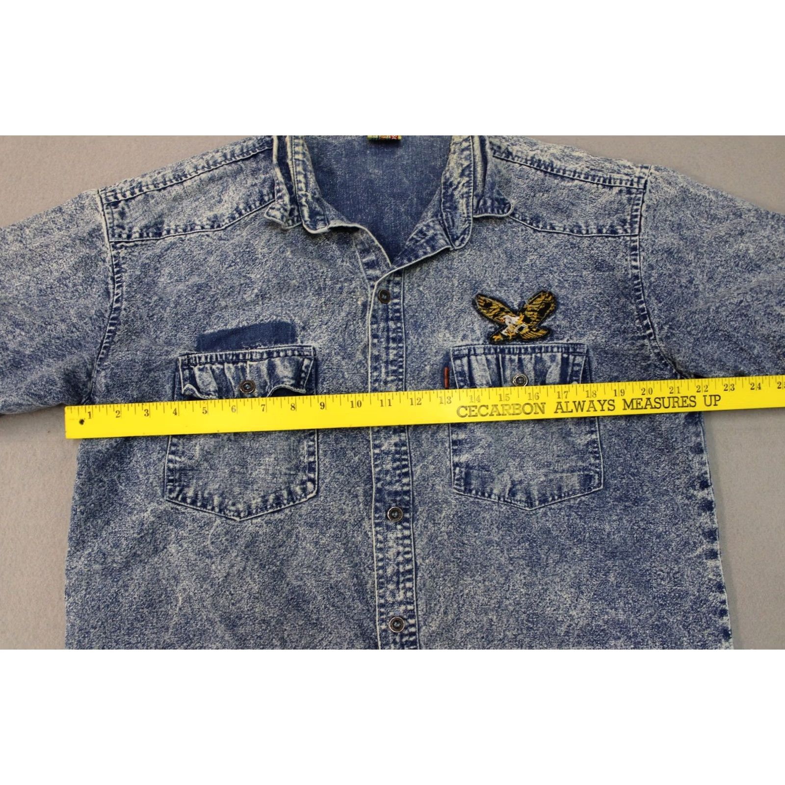 Levi's VINTAGE Levi Strauss Shirt Mens Medium Blue Western Eagle Patch 90s Acid Wash Size US L / EU 52-54 / 3 - 5 Thumbnail
