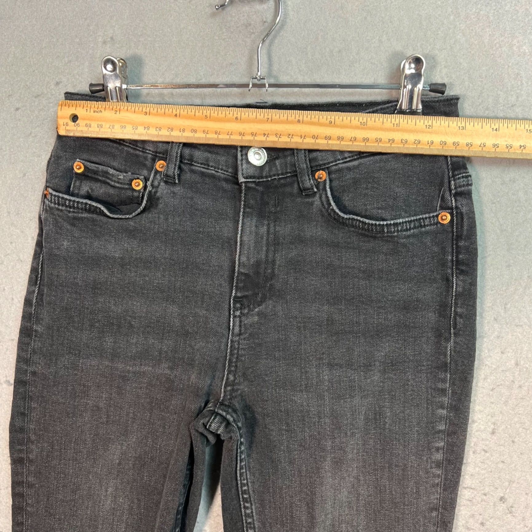 Zara VINTAGE Zara Women Black Denim Jeans Size 2 Straight Leg Mid Rise 5-Pocket Split Hem Size 26" / US 2 / IT 38 - 5 Thumbnail
