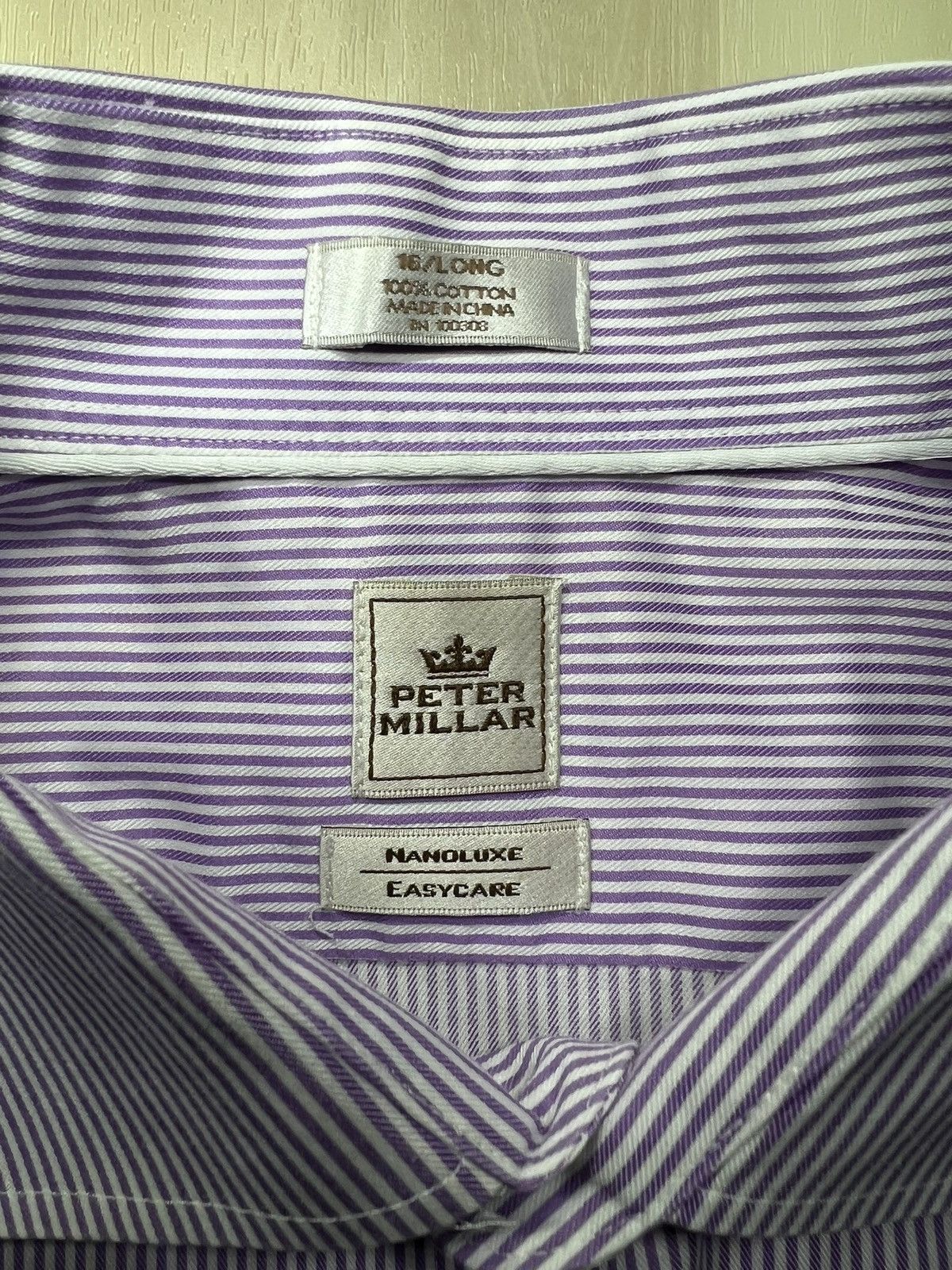 Peter Millar Peter Millar Nanoluxe Men's Purple Stripe L/S Sz 16/Long Size US L / EU 52-54 / 3 - 6 Thumbnail