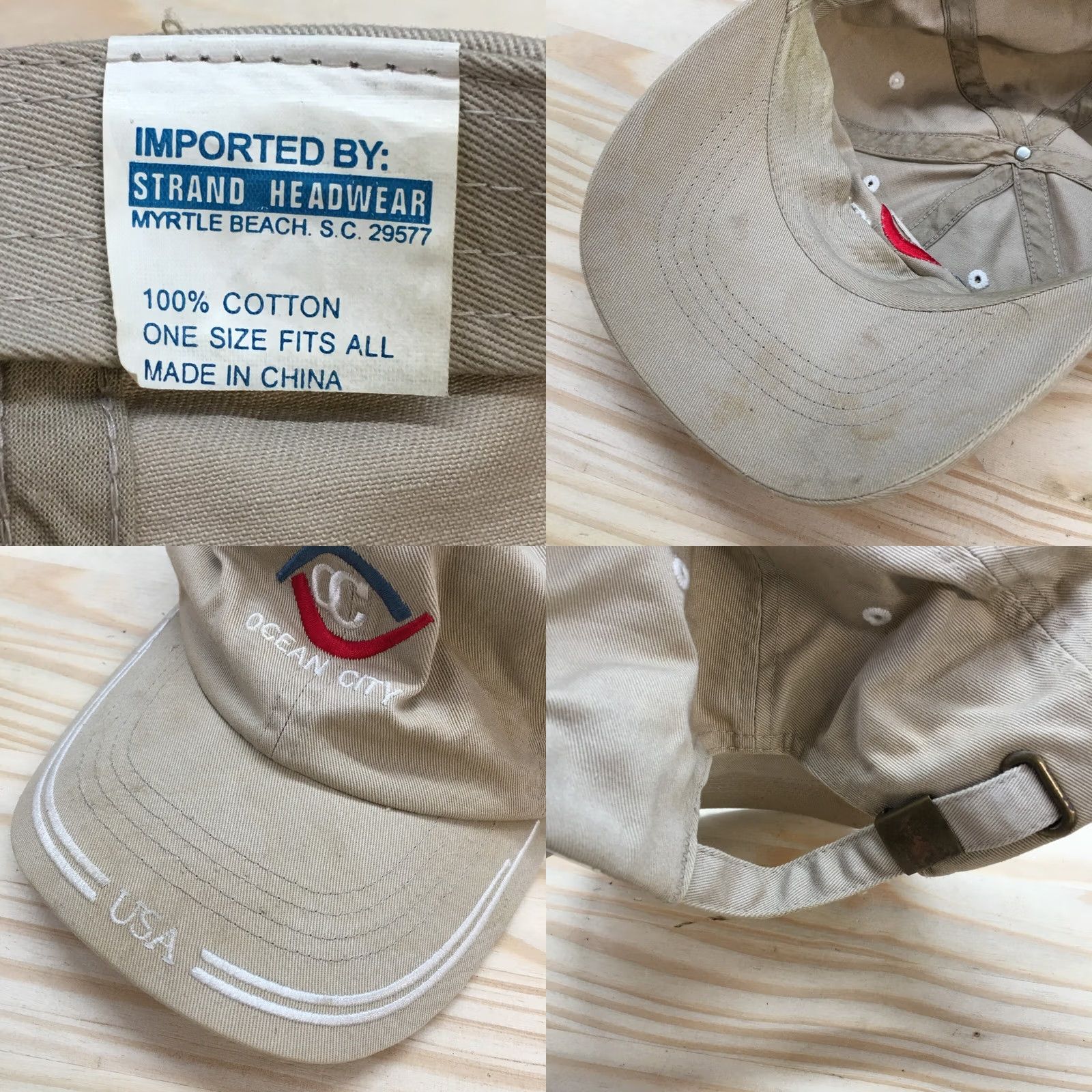 Logo 7 Strand Ocean City Baseball Cap Hat Mens One Size Beige Embroidered Logo Headwear Size ONE SIZE - 8 Thumbnail