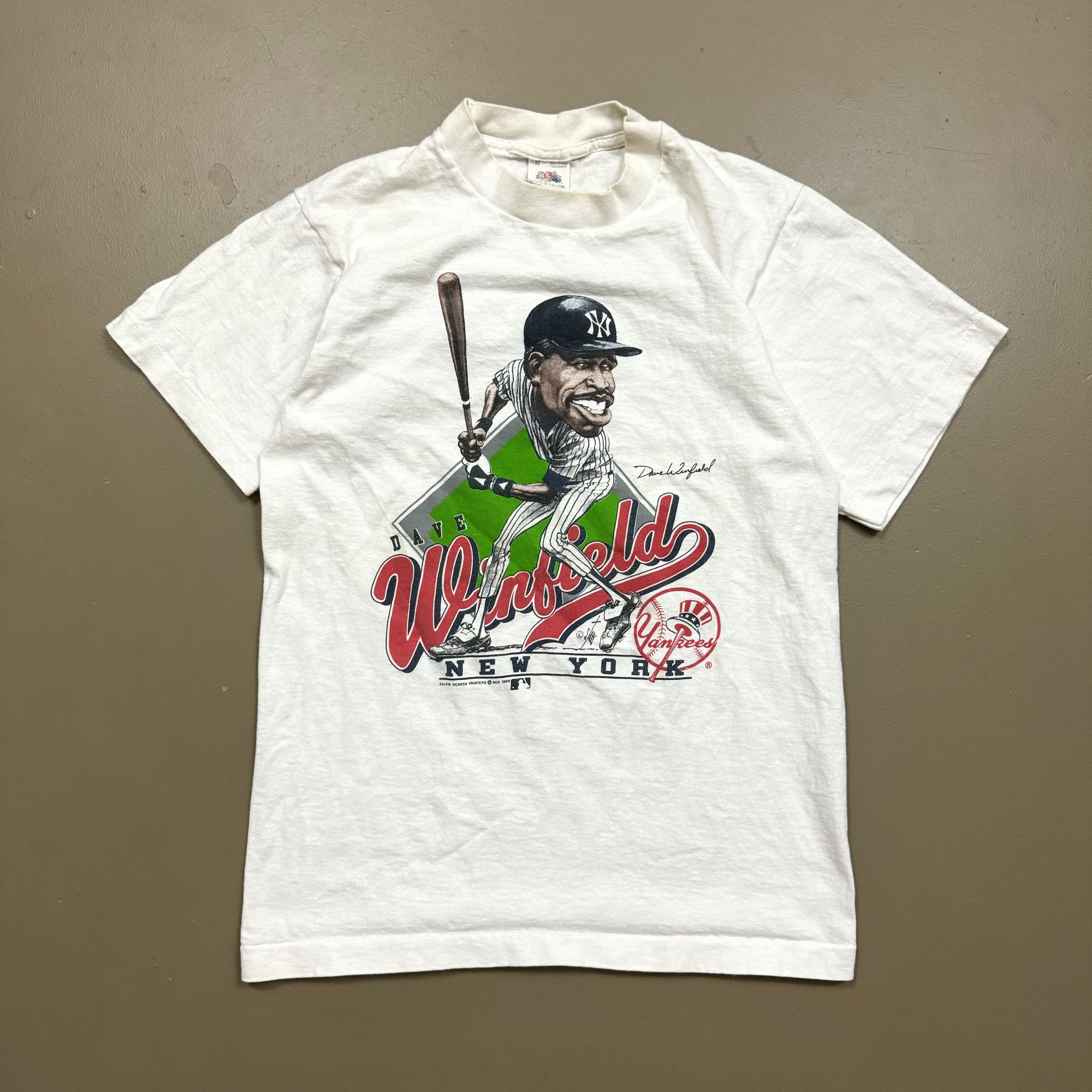 image of Mlb x Vintage VTG 80's New York Yankees Dave Winfield Caricature T Shirt in White (Size Medium)