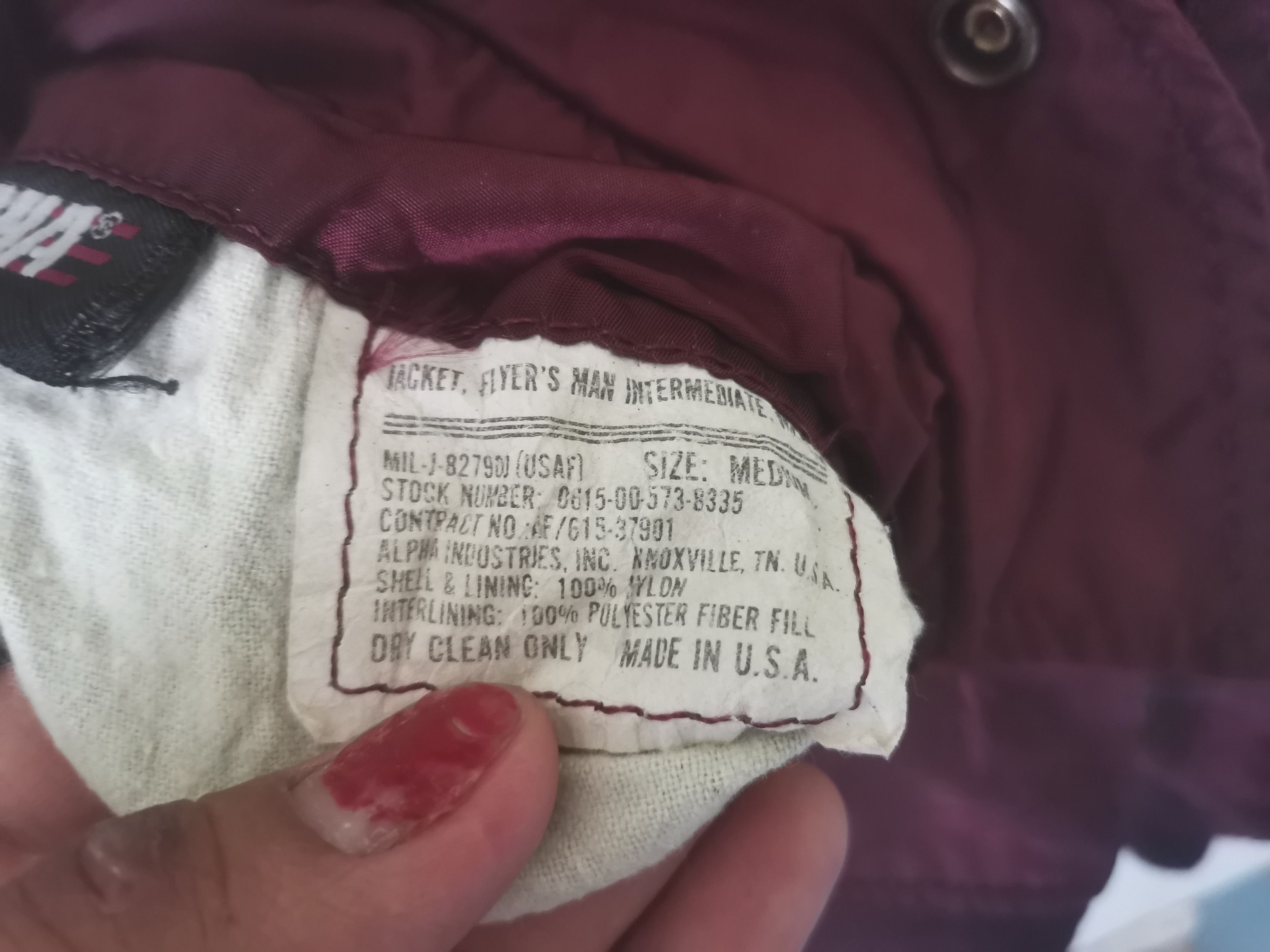 Alpha Industries Rare Alpha Industries flight jacket maroon colour Size US M / EU 48-50 / 2 - 5 Thumbnail