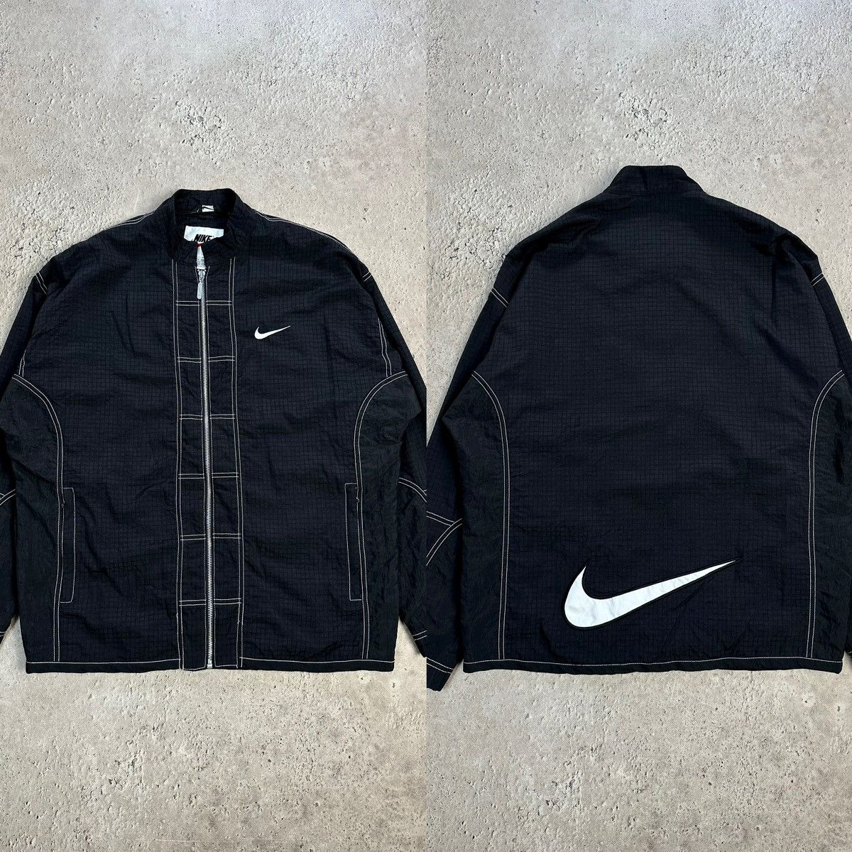 Nike × Vintage Vintage Nike Y2K Nylon Jacket Drill Embroidered Big Logo Size US M / EU 48-50 / 2 - 3 Thumbnail