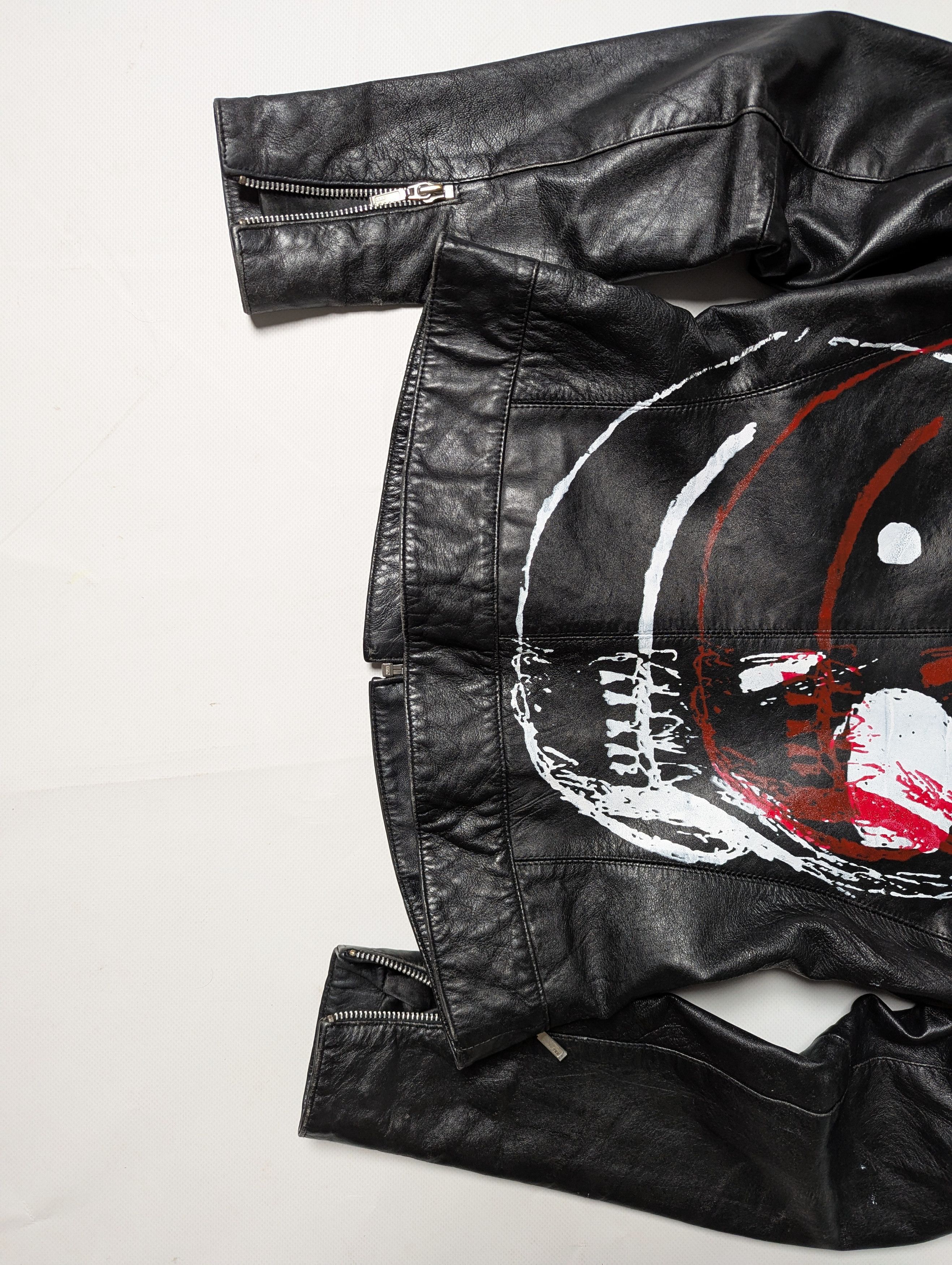 Leather 00s Fitted Handprinted Leather Jacket Size M / US 6-8 / IT 42-44 - 6 Thumbnail