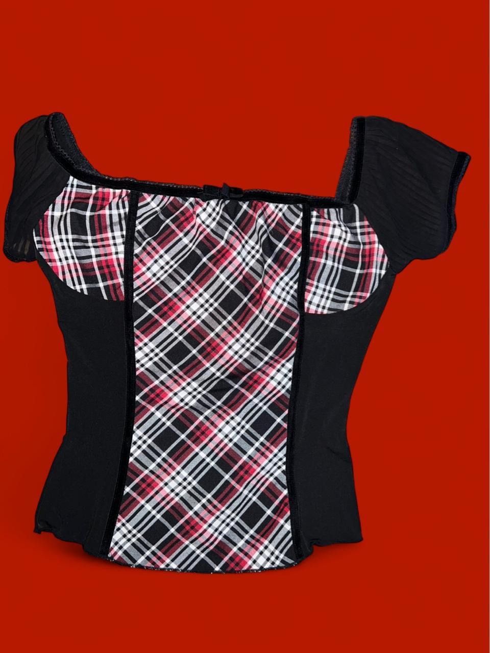 Other Moda international plaid milkmaid velvet bow corset mesh y2k Size XS / US 0-2 / IT 36-38 - 1 Thumbnail