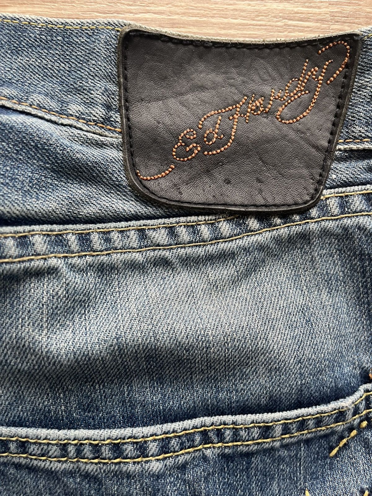 Christian Audigier × Ed Hardy Ed hardy blue straight jeans vintage distressed rare y2k Size US 36 / EU 52 - 4 Thumbnail