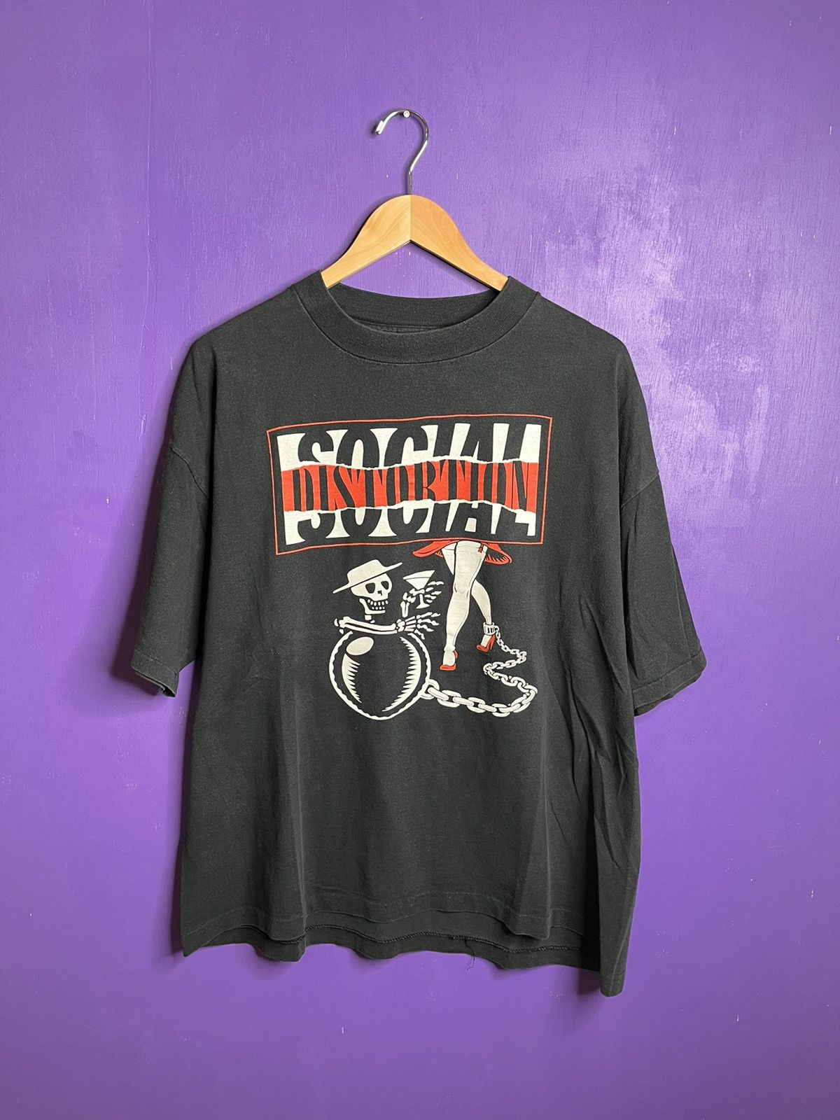 Vintage Vintage 90s Social distortion ball and chain tshirt Grailed