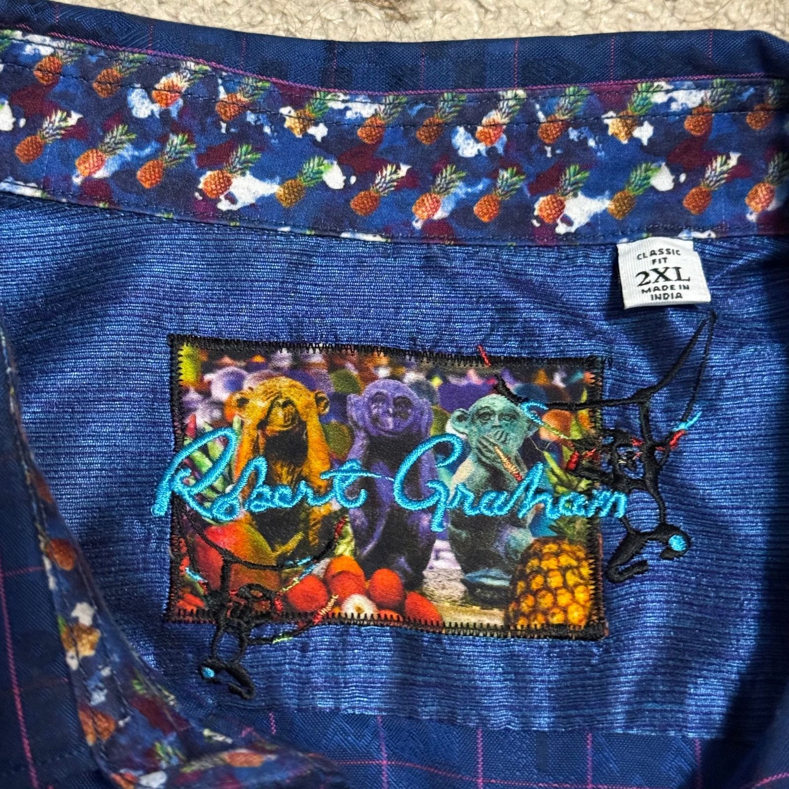 Robert Graham Robert Graham Pineapple Flip Cuff Windowpane Shirt Size 2XL Size US XXL / EU 58 / 5 - 5 Thumbnail