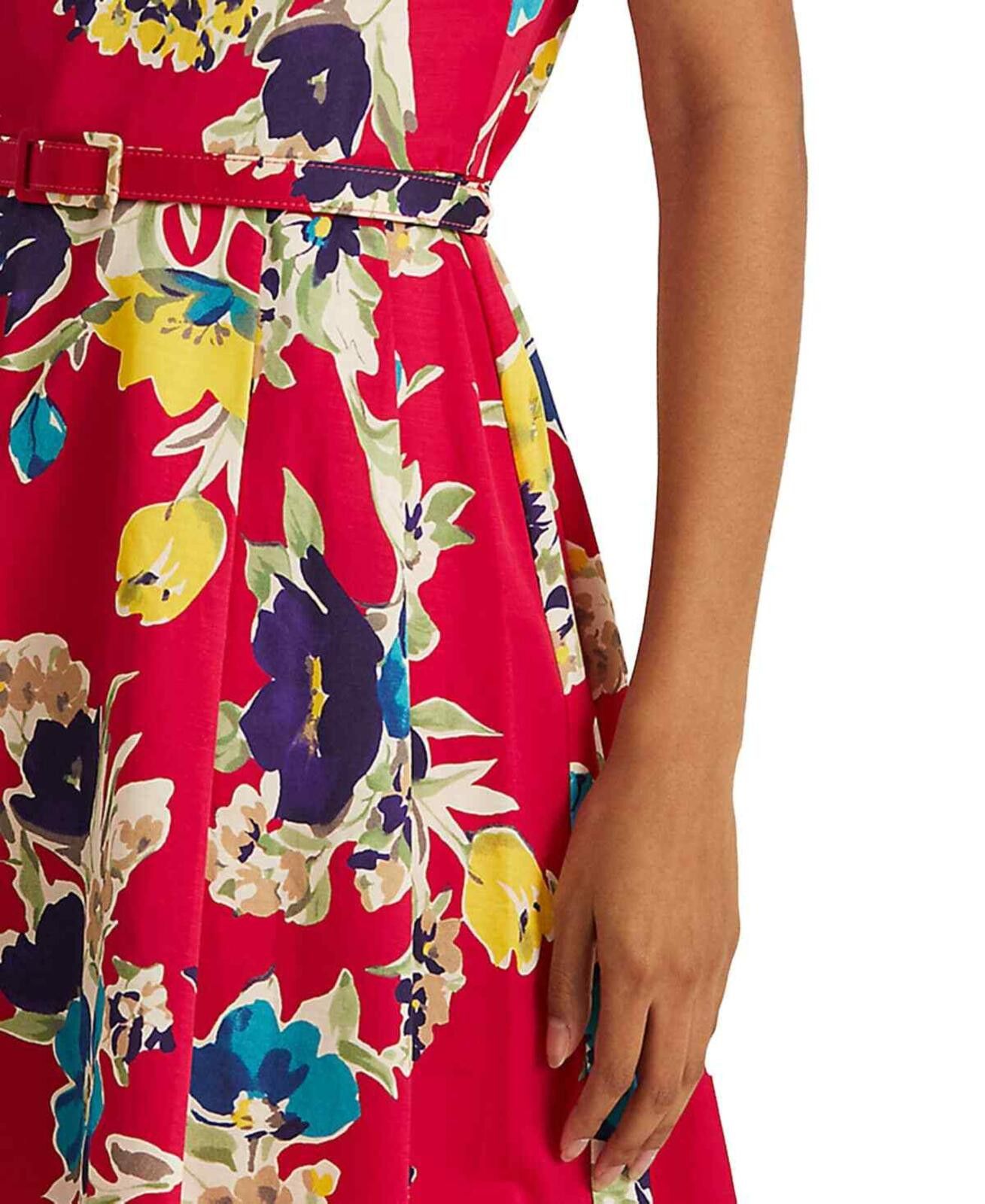 Lauren Ralph Lauren Lauren Ralph Lauren Pink Floral Print Belted Cocktail Dress Size M / US 6-8 / IT 42-44 - 4 Thumbnail