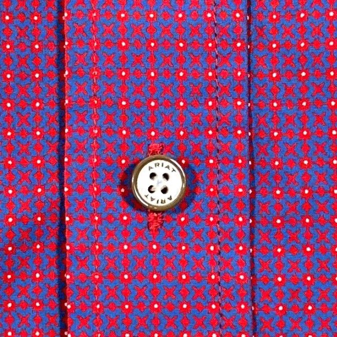Ariat Ariat Button-Up Shirt Mens Medium Purple Geometric Western Cowboy 100% Cotton Size US M / EU 48-50 / 2 - 4 Thumbnail
