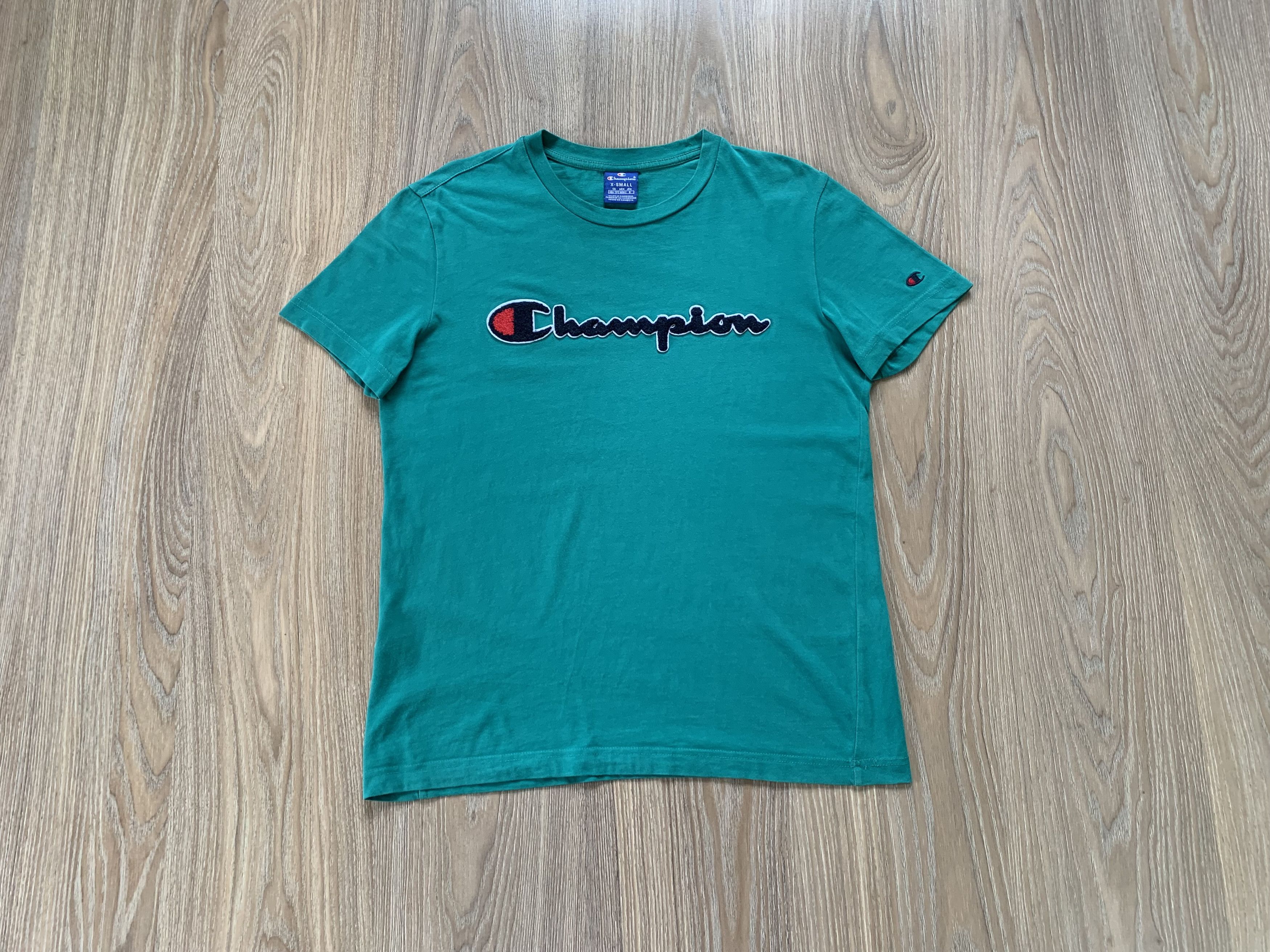 Champion × Vintage Champion Turquoise Vintage Big Logo Cotton T-Shirt Size US XS / EU 42 / 0 - 1 Thumbnail