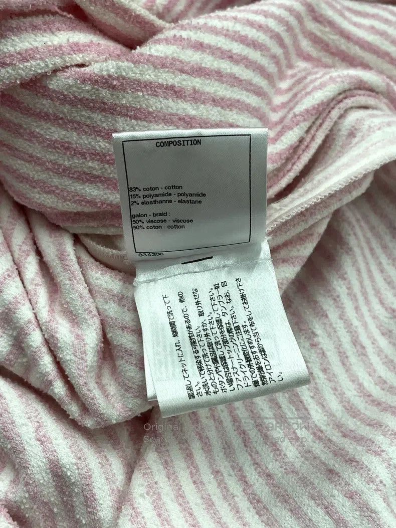 Chanel Chanel Pink and white striped pleated lace-on cardigan jac Size M / US 6-8 / IT 42-44 - 6 Thumbnail