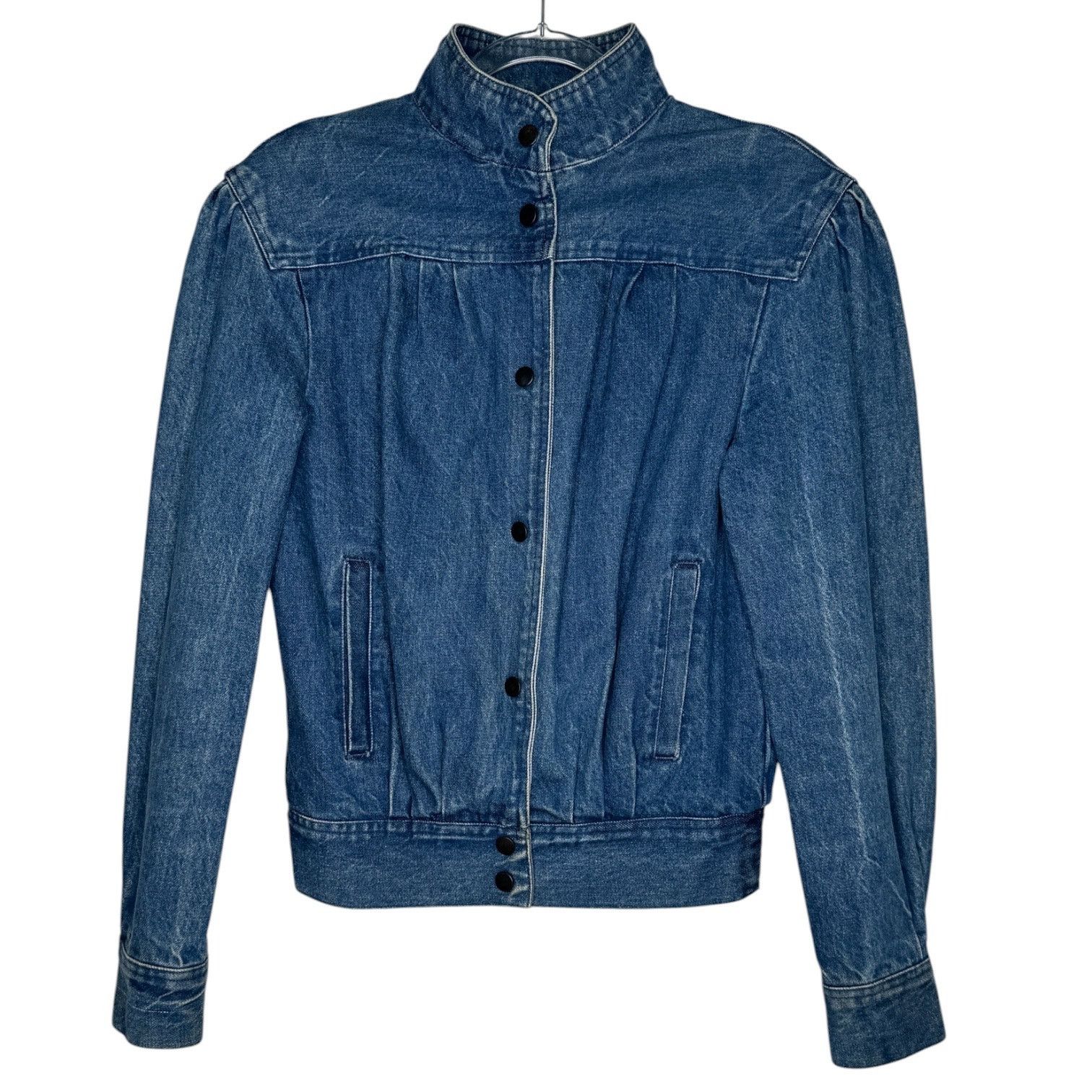 Vintage 1980s Vintage Denim Puff Sleeve Bomber Jacket Women’s Medium Size M / US 6-8 / IT 42-44 - 1 Thumbnail